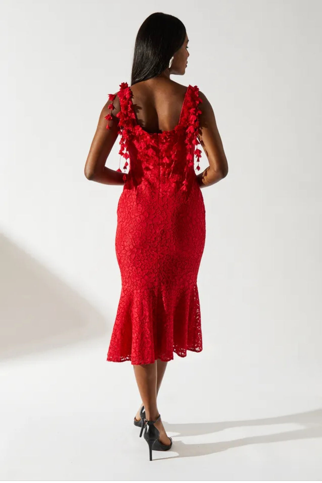 Coast Floral Shoulder Detail Lace Midi Dress | Size 12