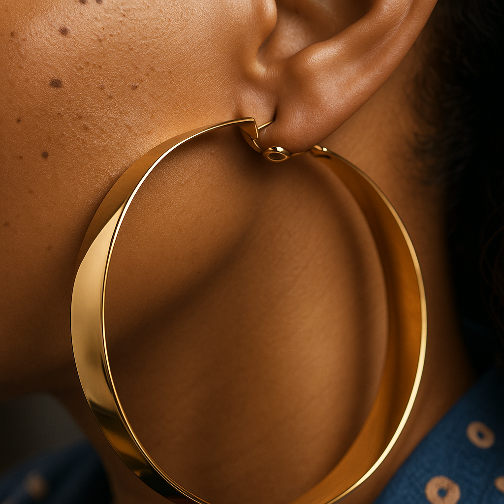 Liquid Wave Wide Hoop Earrings – Gold