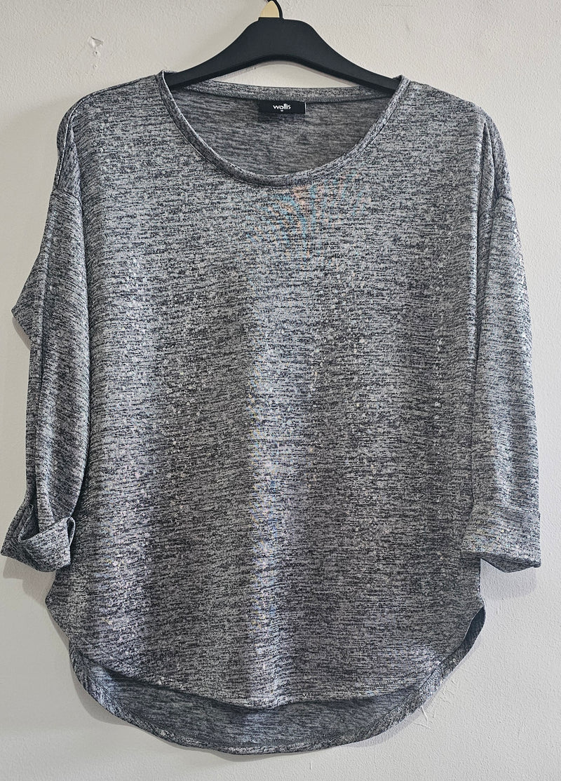 Wallis Grey Marled Knit Top – Size M | Excellent Condition | Lightweight Casual Style