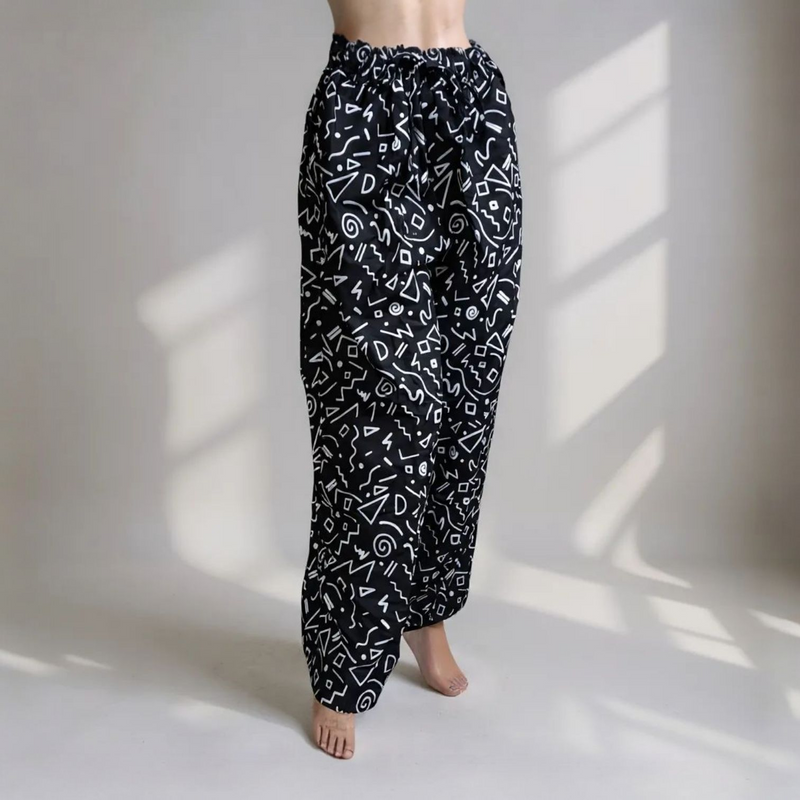 Monochrome Geo Doodle Palazzo Trousers