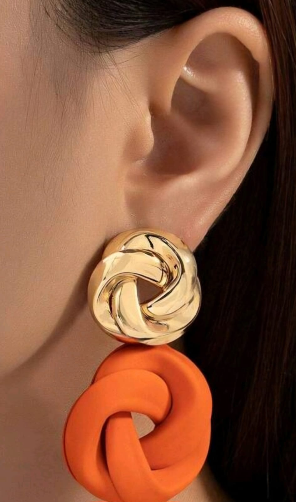 Tangerine Knot Drop Earrings – Gold
