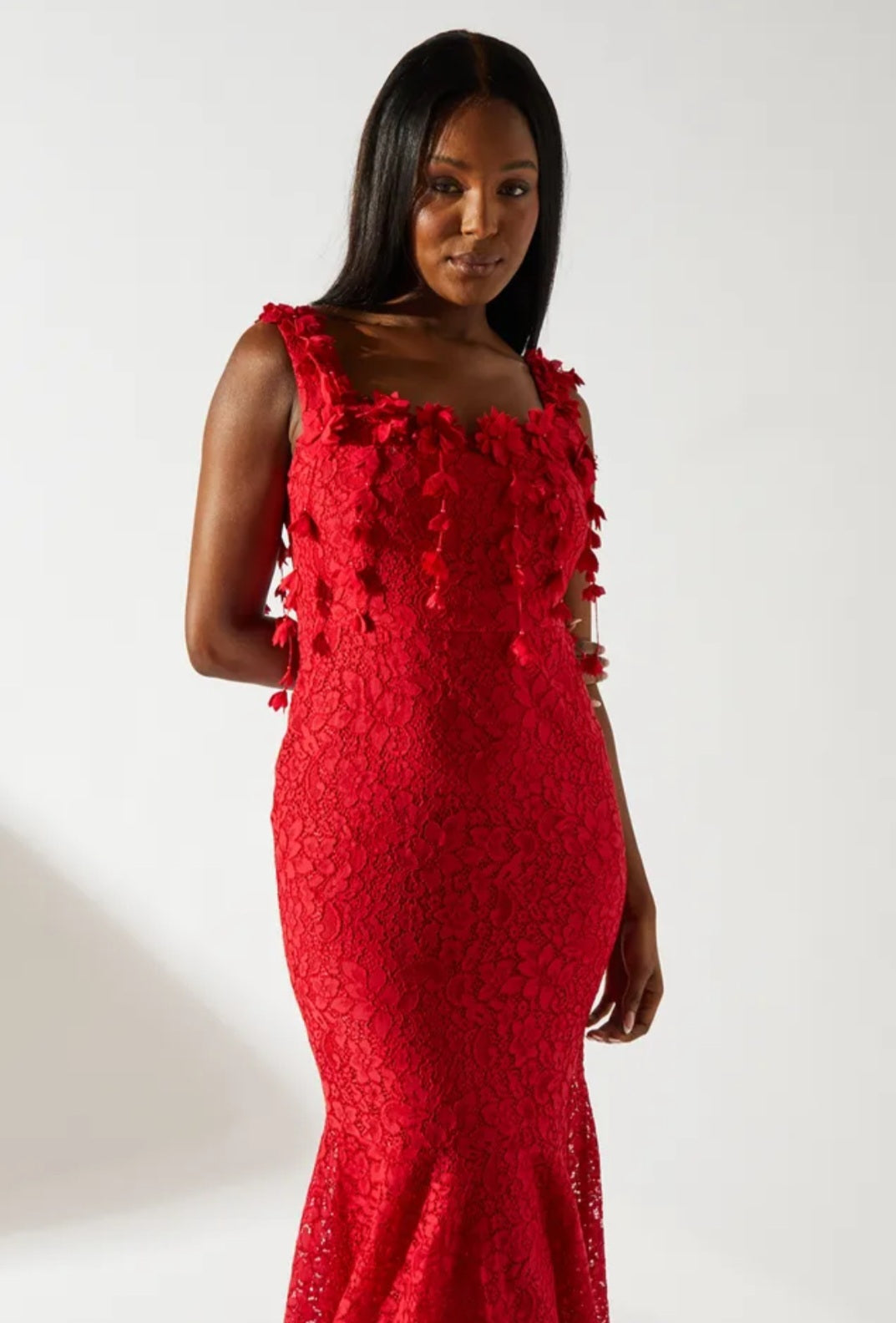 Coast Floral Shoulder Detail Lace Midi Dress | Size 12