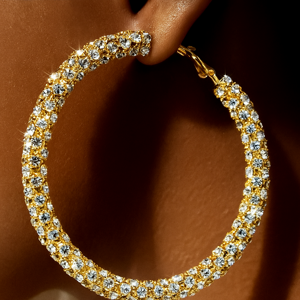 Starlight Pavé Hoop Earrings – Gold