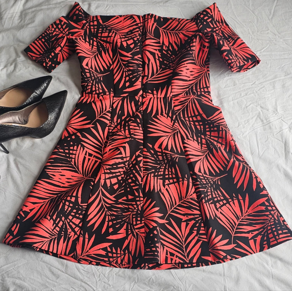 Zara Woman Tropical Print Off-Shoulder  Mini Dress – Size M