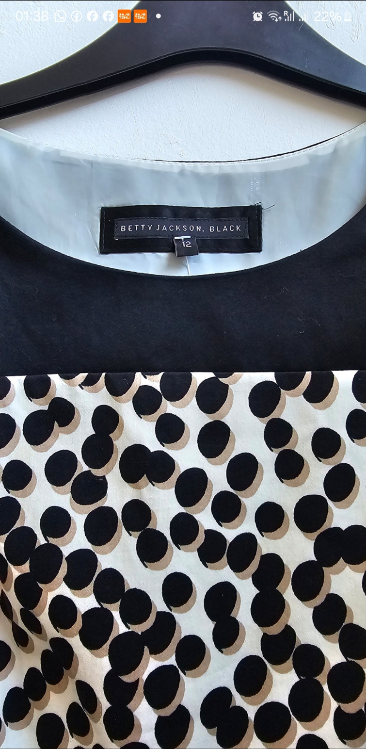 Polka Dot Sleeveless A-Line Dress – Betty Jackson Black/ Size 12