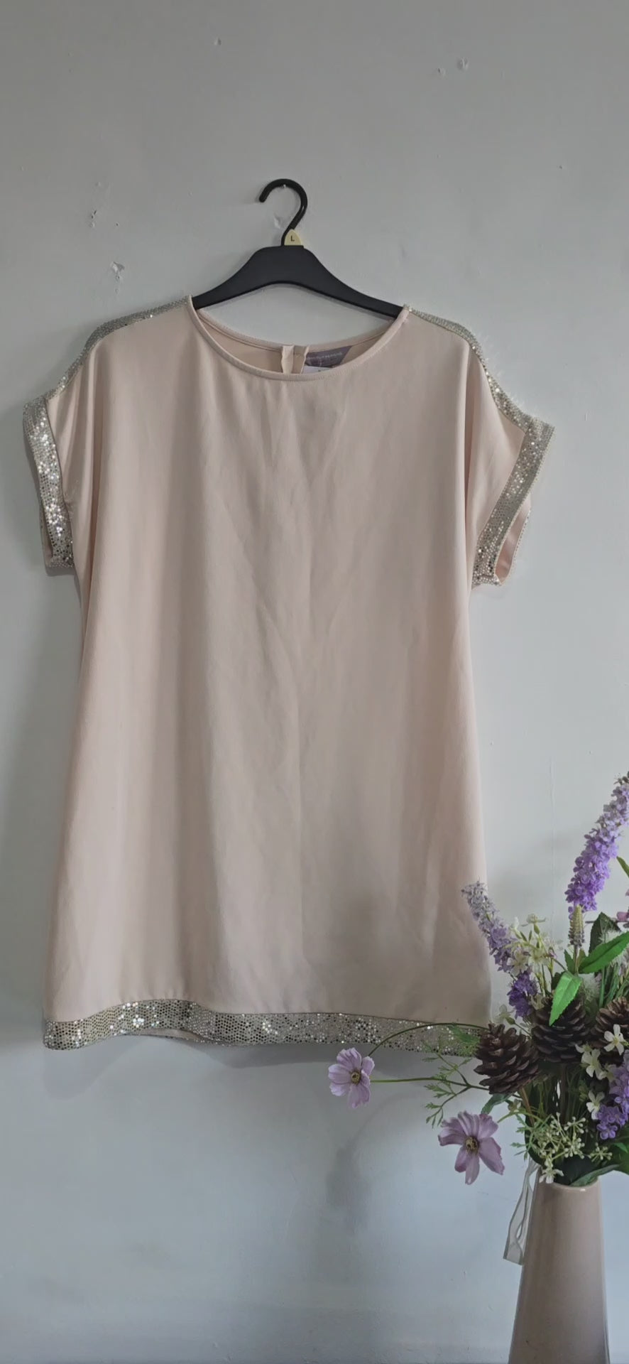 Dorothy Perkins Blush Pink Sequin Trim Dress – UK Size 18