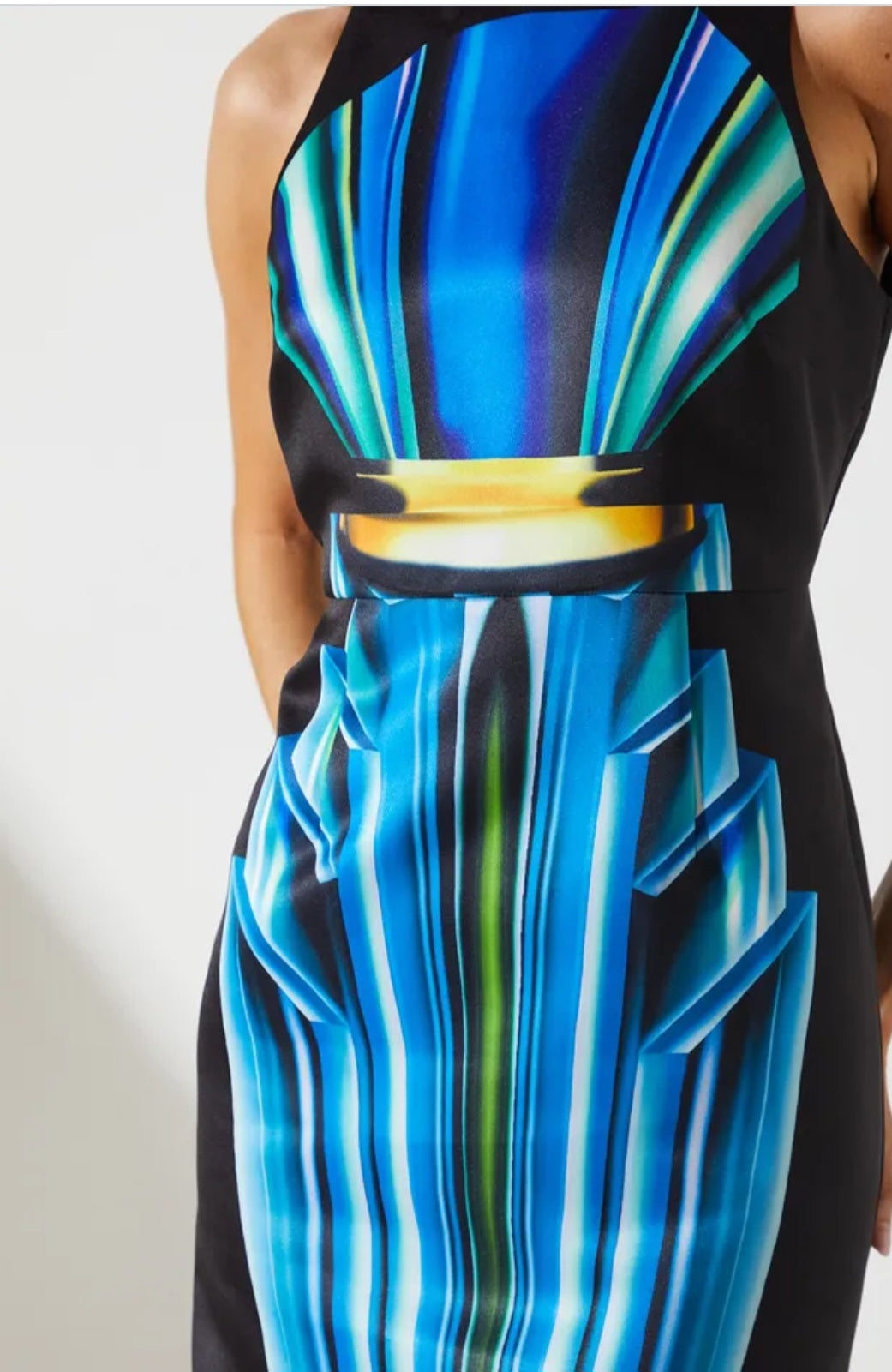Coast Printed Satin Pencil MidiDress | Size 10