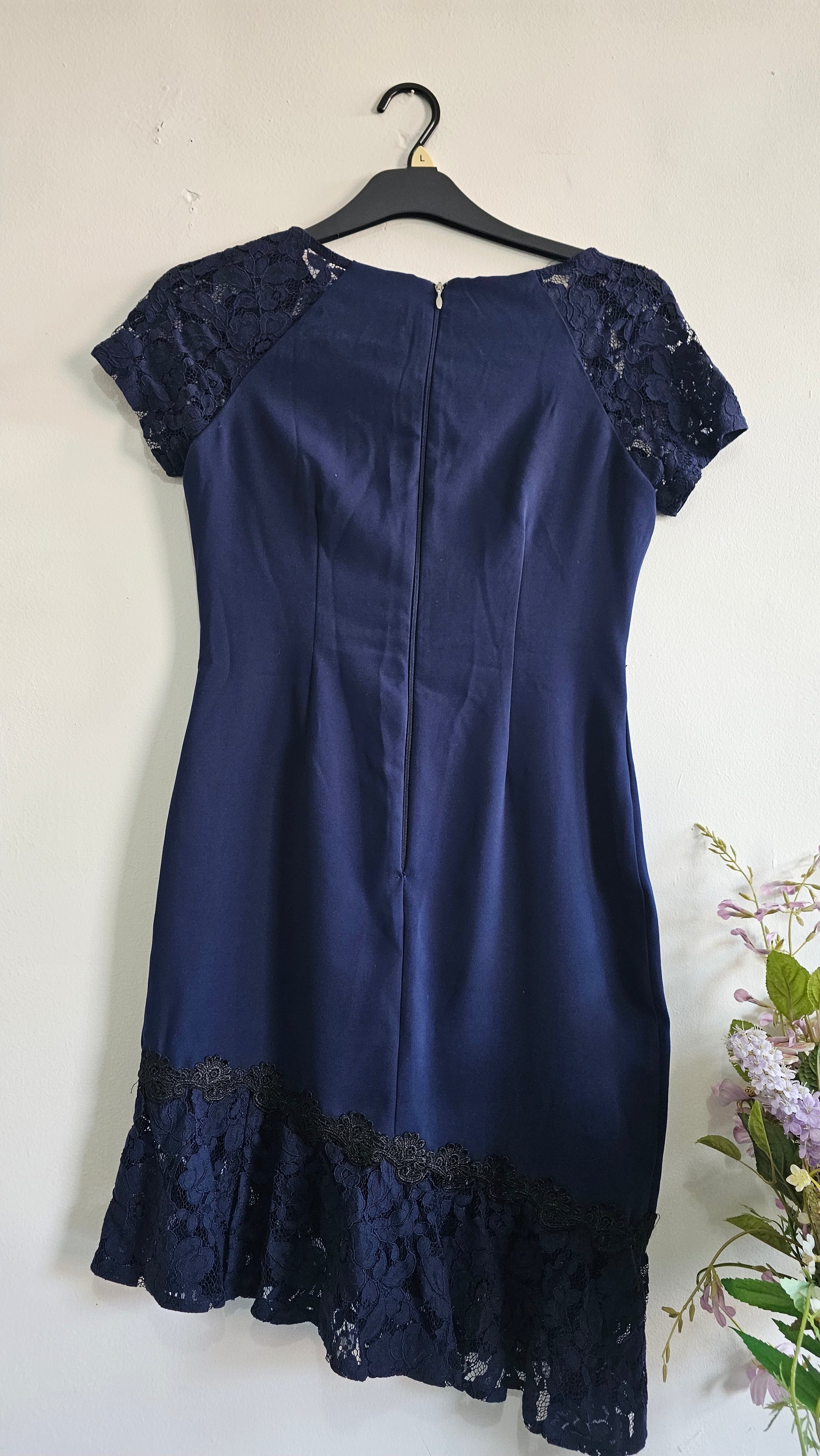 Paper Dolls Petite Navy Lace Trim Mini Dress – Size UK 10