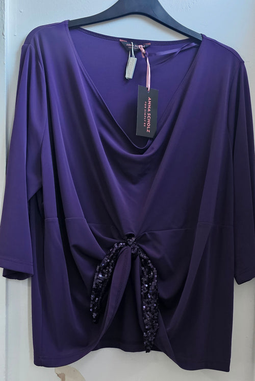 Anna Scholz Purple Sequin Front Tie Blouse – Simply Be | Size 18