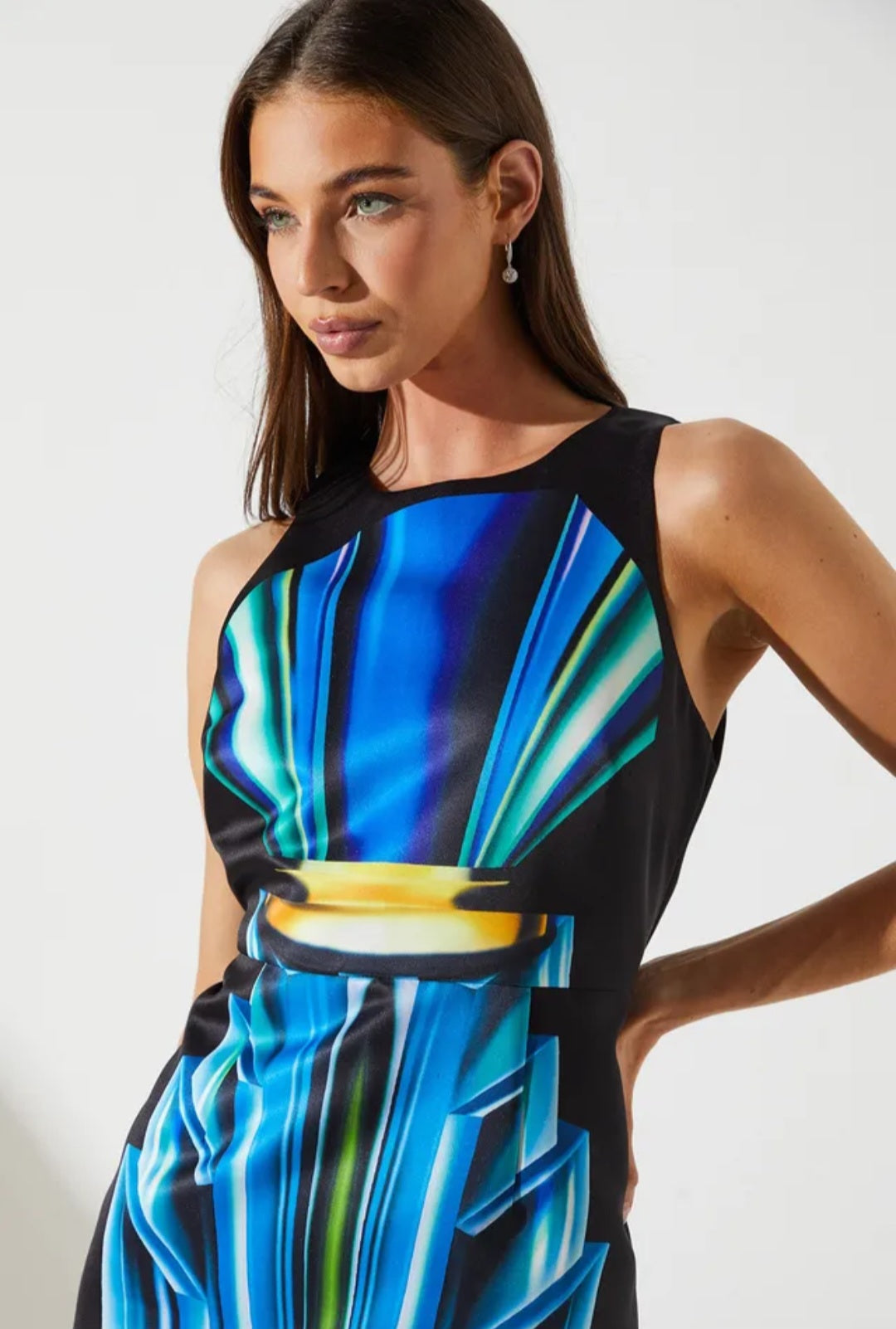 Coast Printed Satin Pencil MidiDress | Size 10