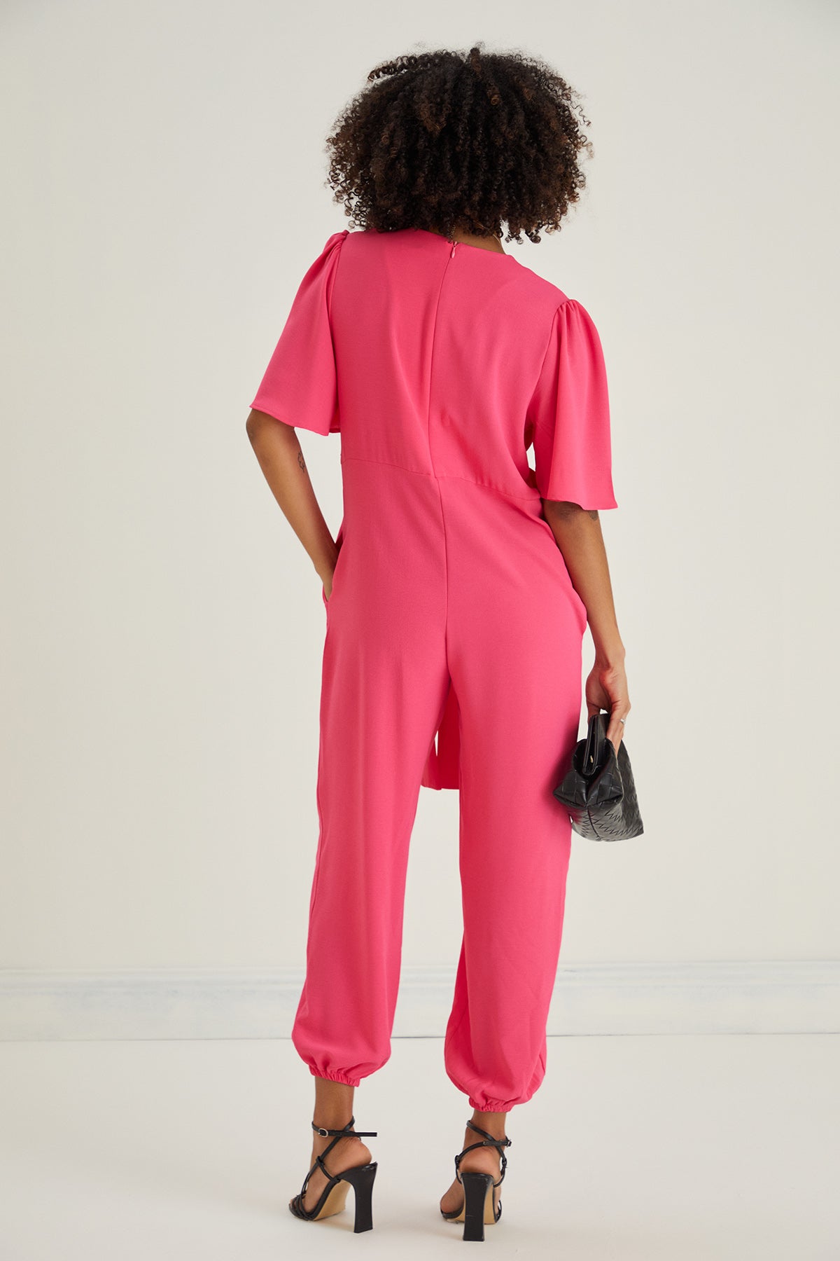 Jessica Angel Sleeve Wrap Jumpsuit in Pink