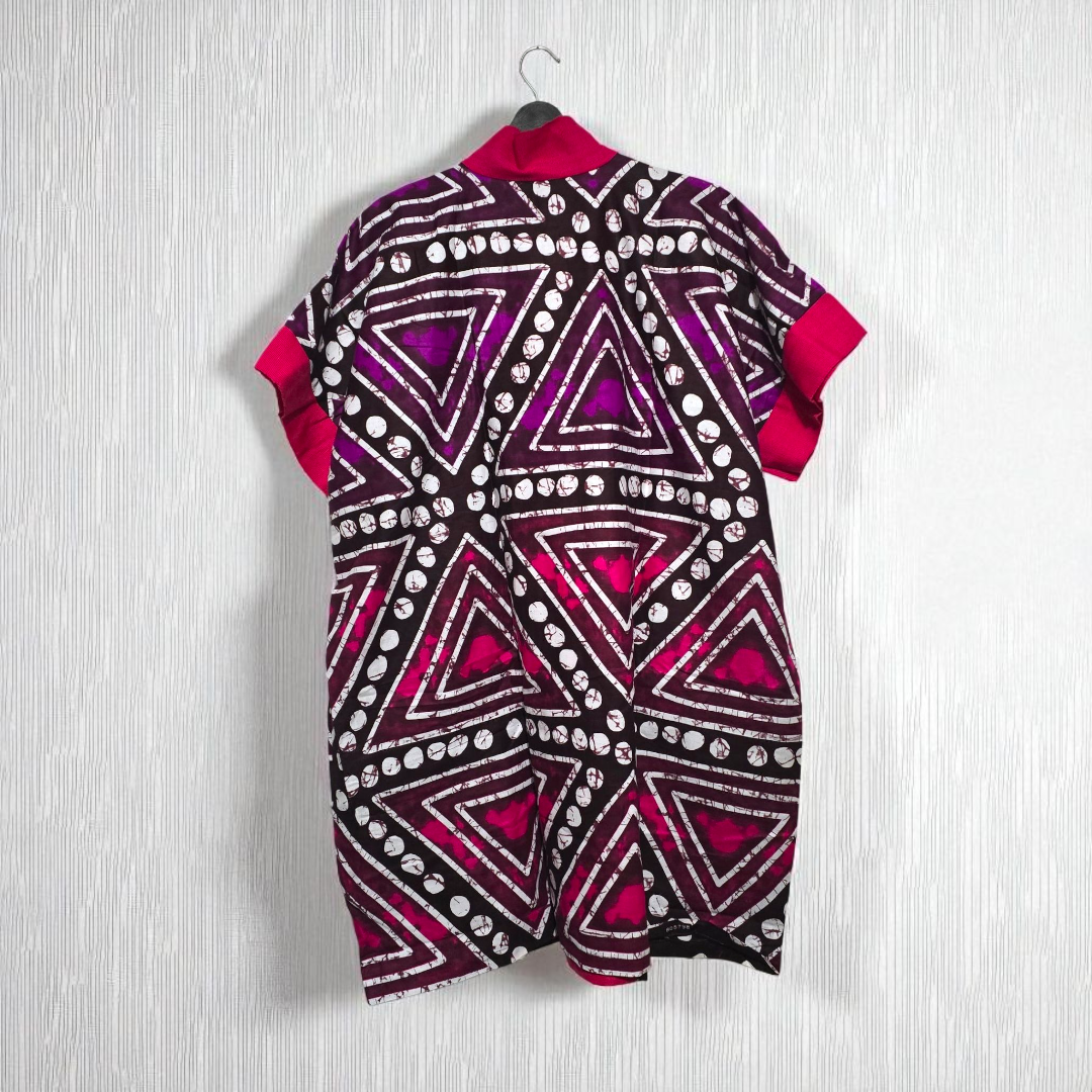 Fuchsia Geo-Batik Kimono Kaftan