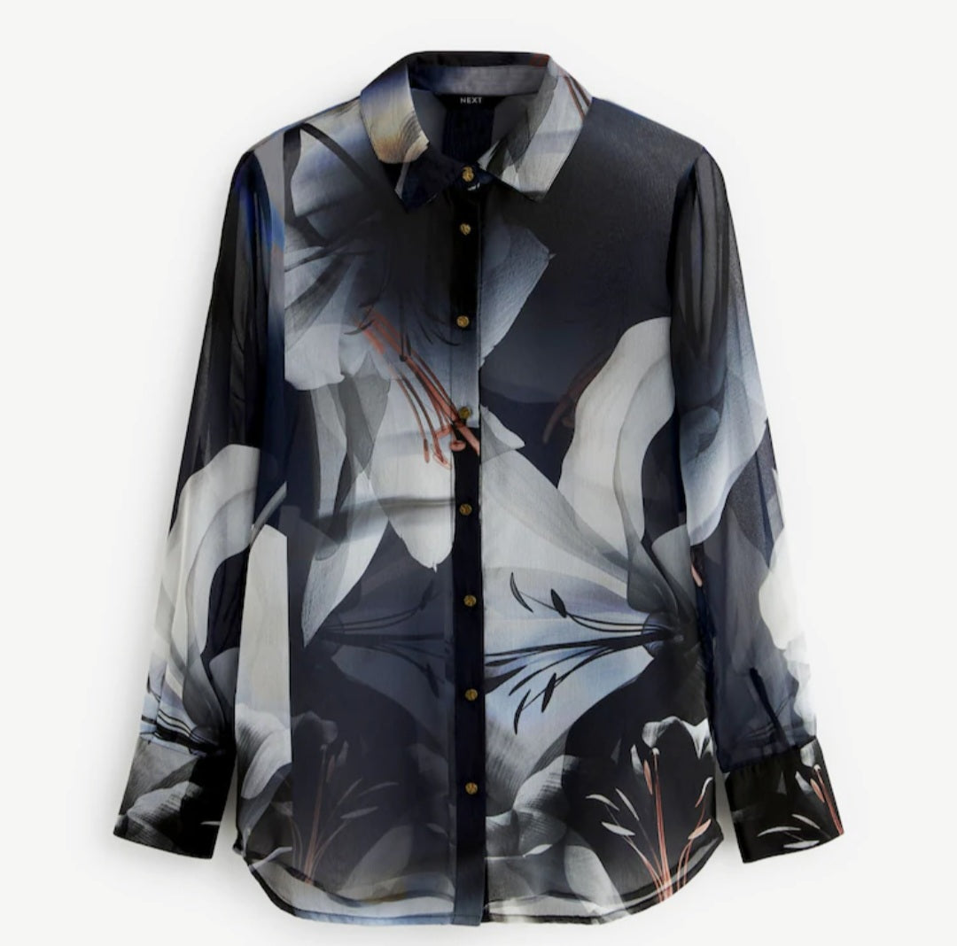NEXT Women's Floral Print Blouse – Long Sleeve | UK 12 / US 8 / EU 40
