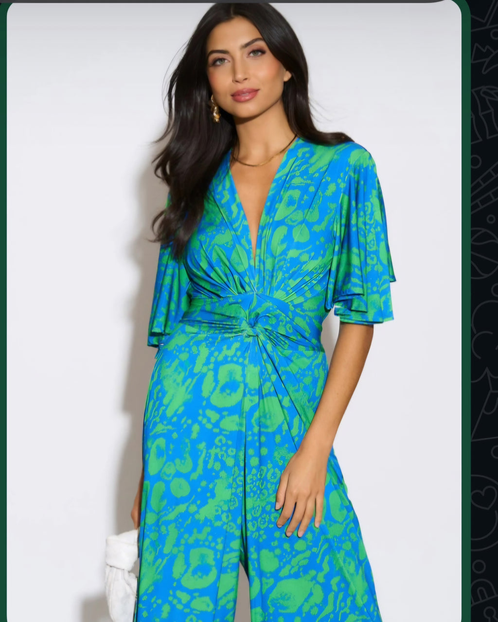 Angel Sleeve Twist Maxi
Jumpsuit in Tropical Green
print