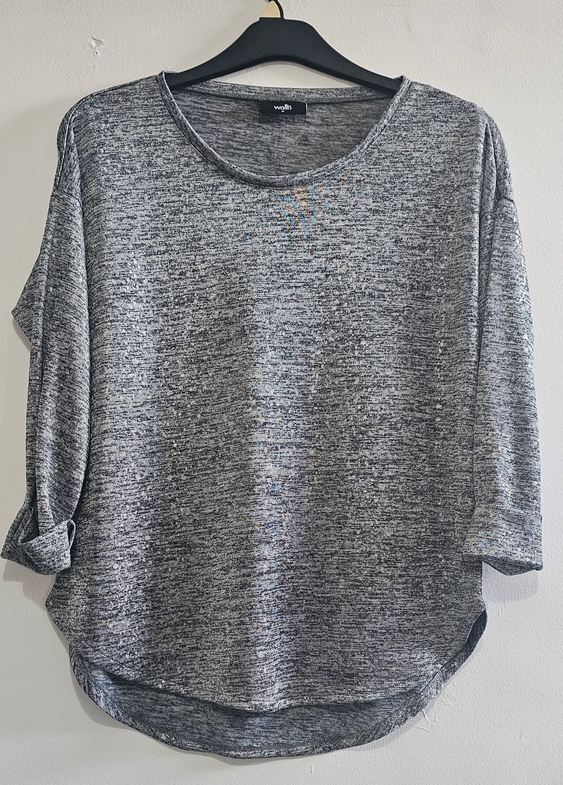 Wallis Grey Marled Knit Top – Size M | Excellent Condition | Lightweight Casual Style