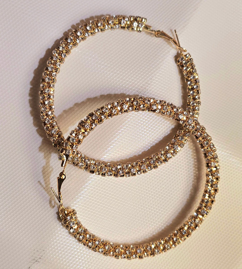 Starlight Pavé Hoop Earrings – Gold