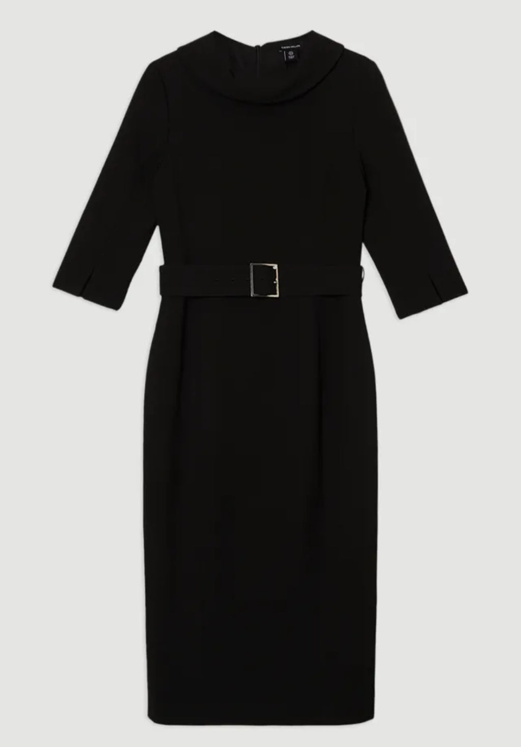 KarenMillen Tailored Structured Crepe Roll Neck Pencil Midi Dress | Size 14