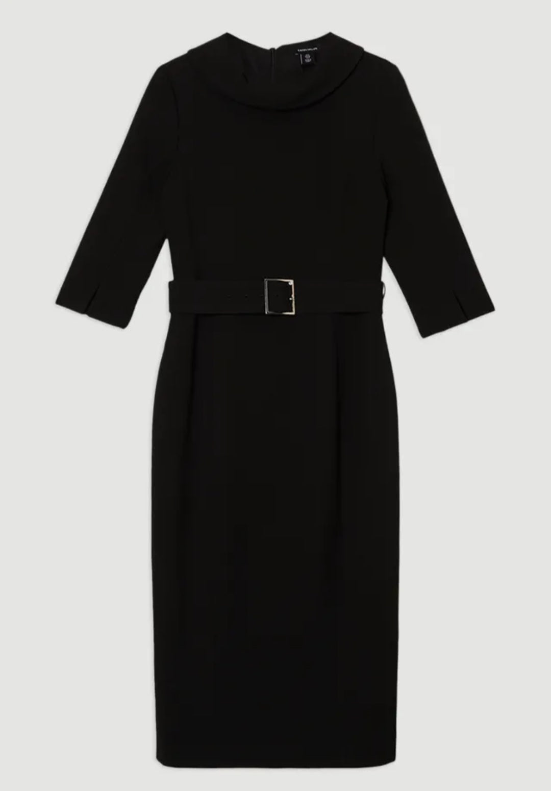 KarenMillen Tailored Structured Crepe Roll Neck Pencil Midi Dress | Size 14