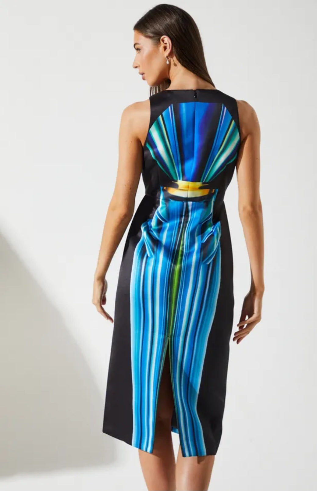 Coast Printed Satin Pencil MidiDress | Size 10