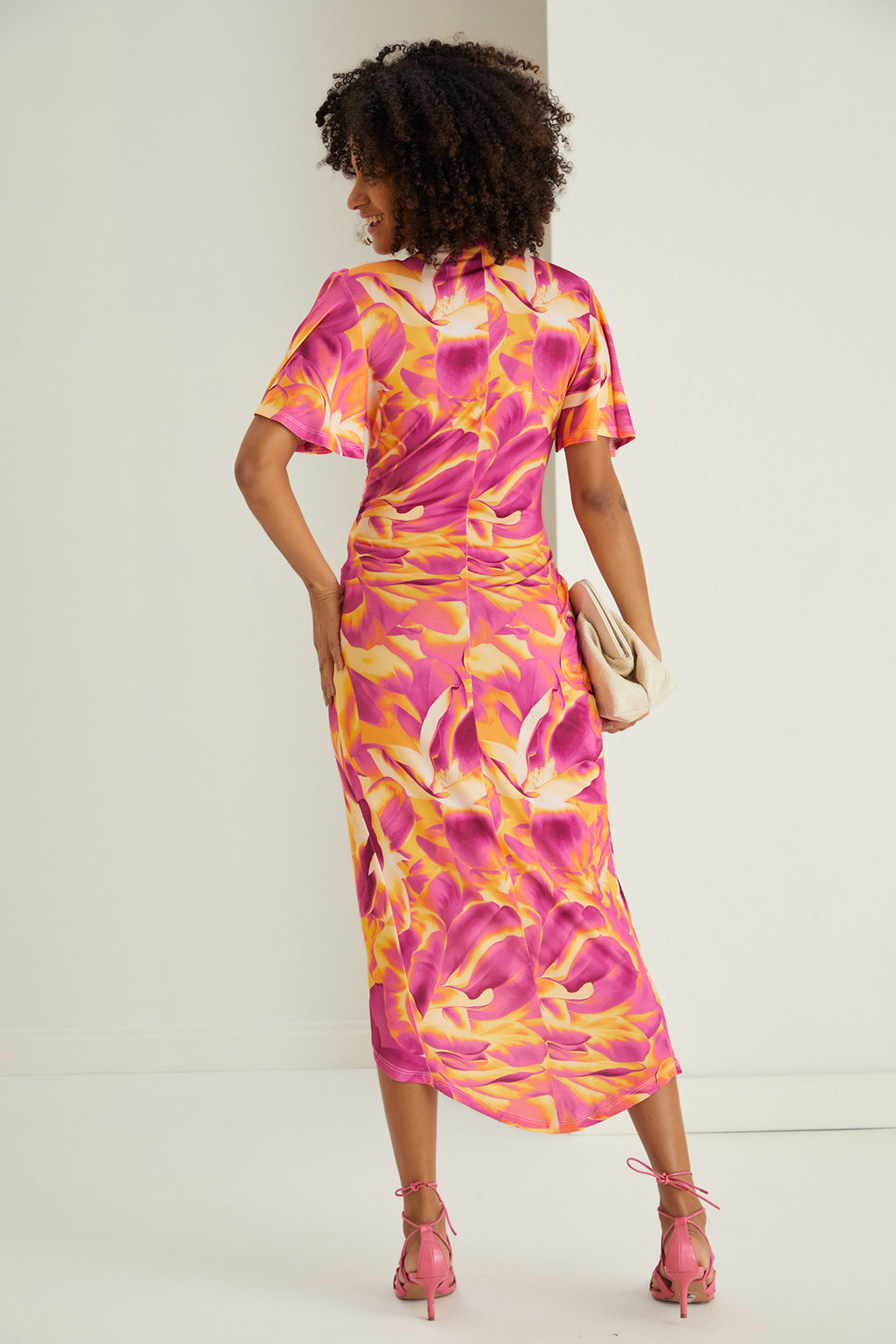 Forever Angel Sleeve Dress – Sunset Bloom