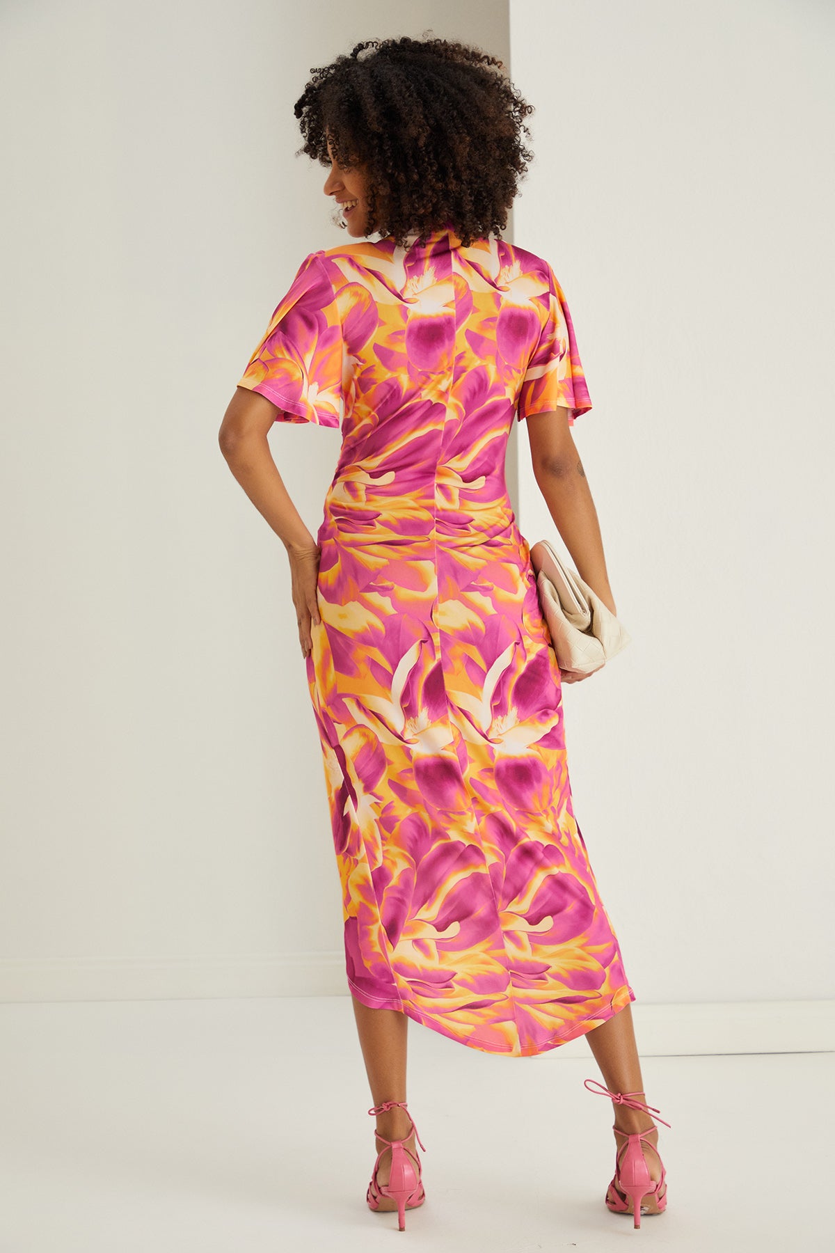 Forever Angel Sleeve Dress – Sunset Bloom