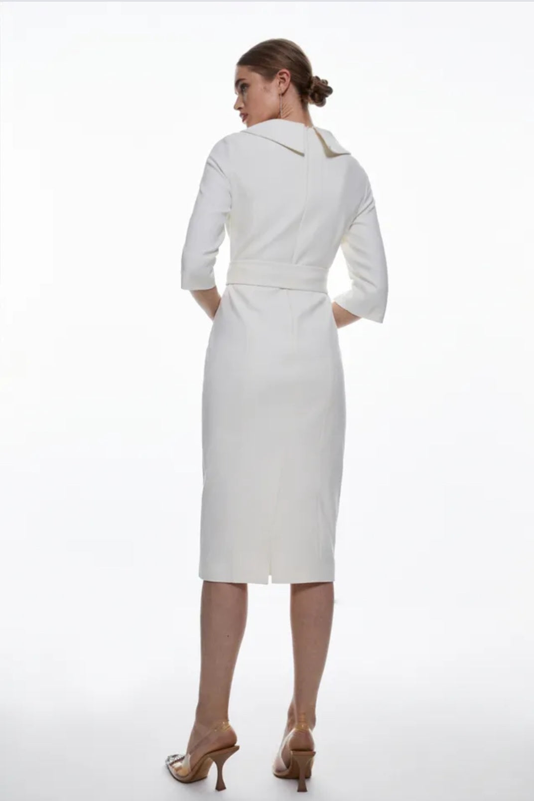 KarenMillen
Tailored Structured Crepe
Roll Neck Pencil Midi Dress | Size 16