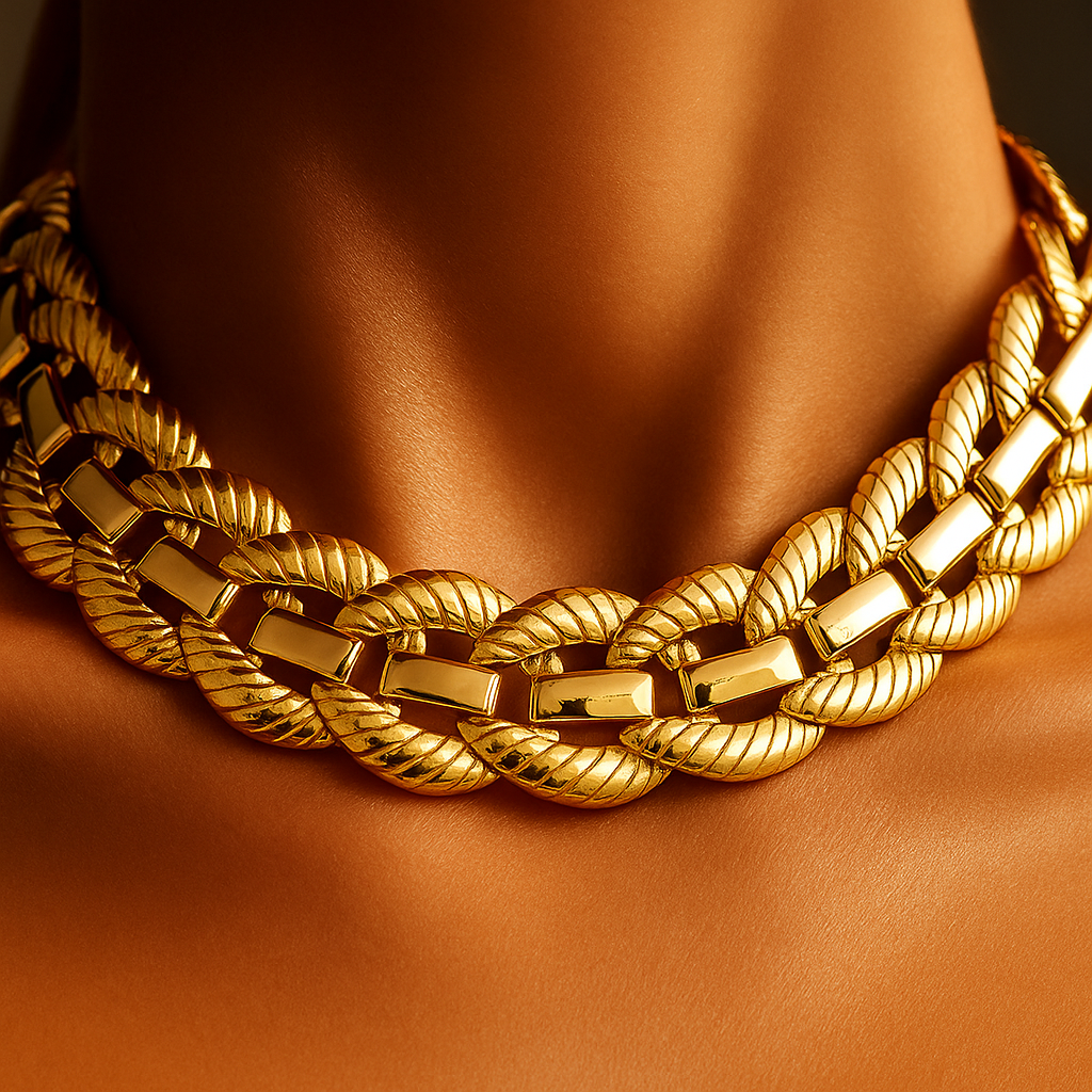 Braided Luxe Chain Collar – Gold