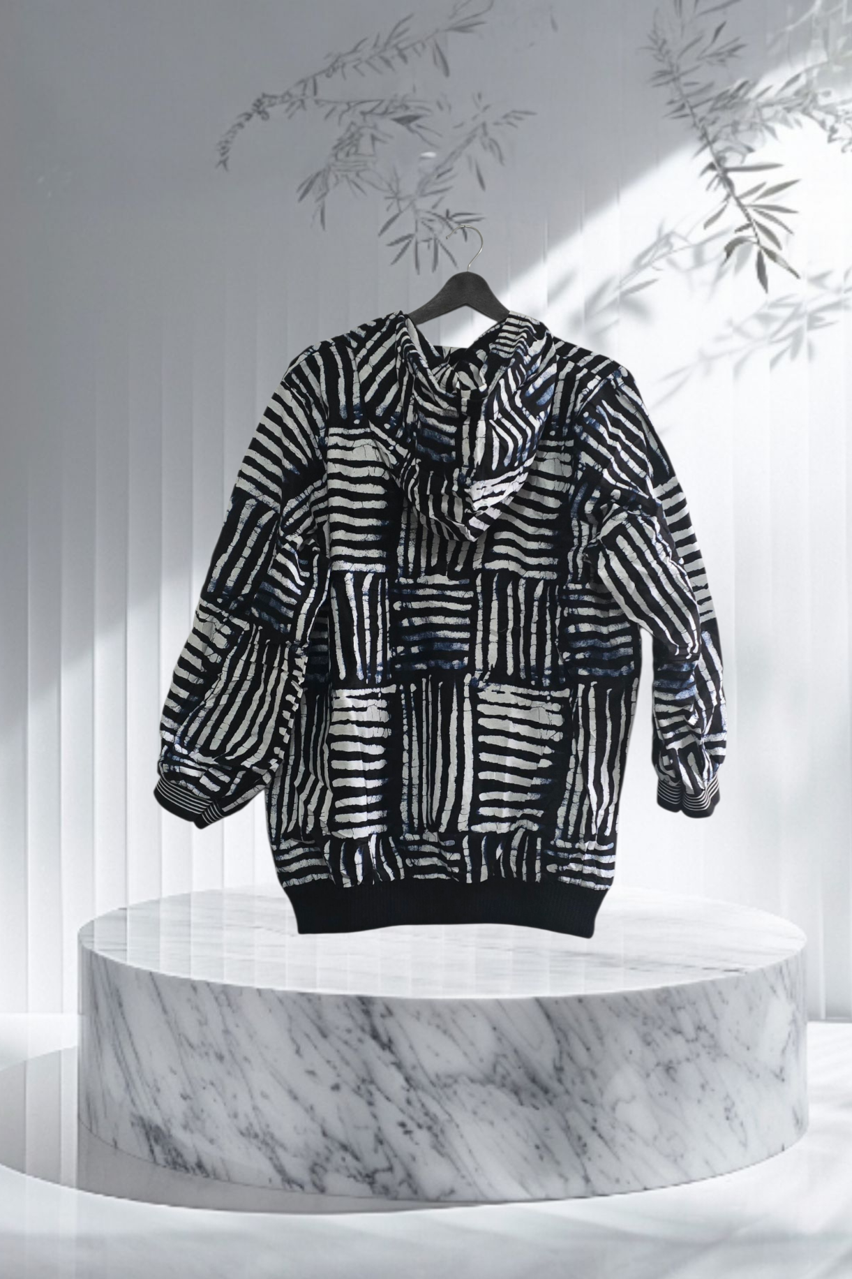 Monochrome Batik Lines Hoodie