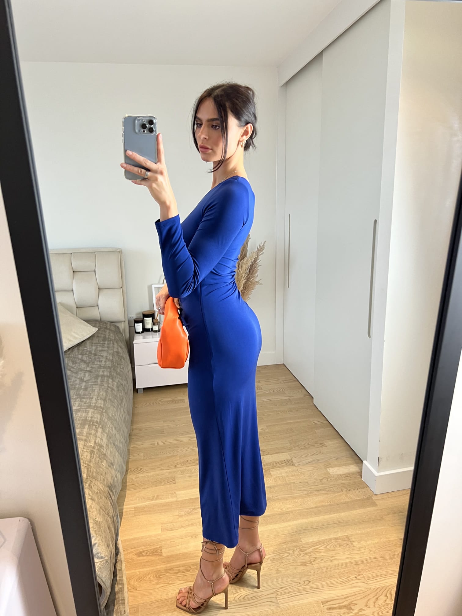One Shoulder Midi Dress
with Side Slit | Size 14— Royal Blue