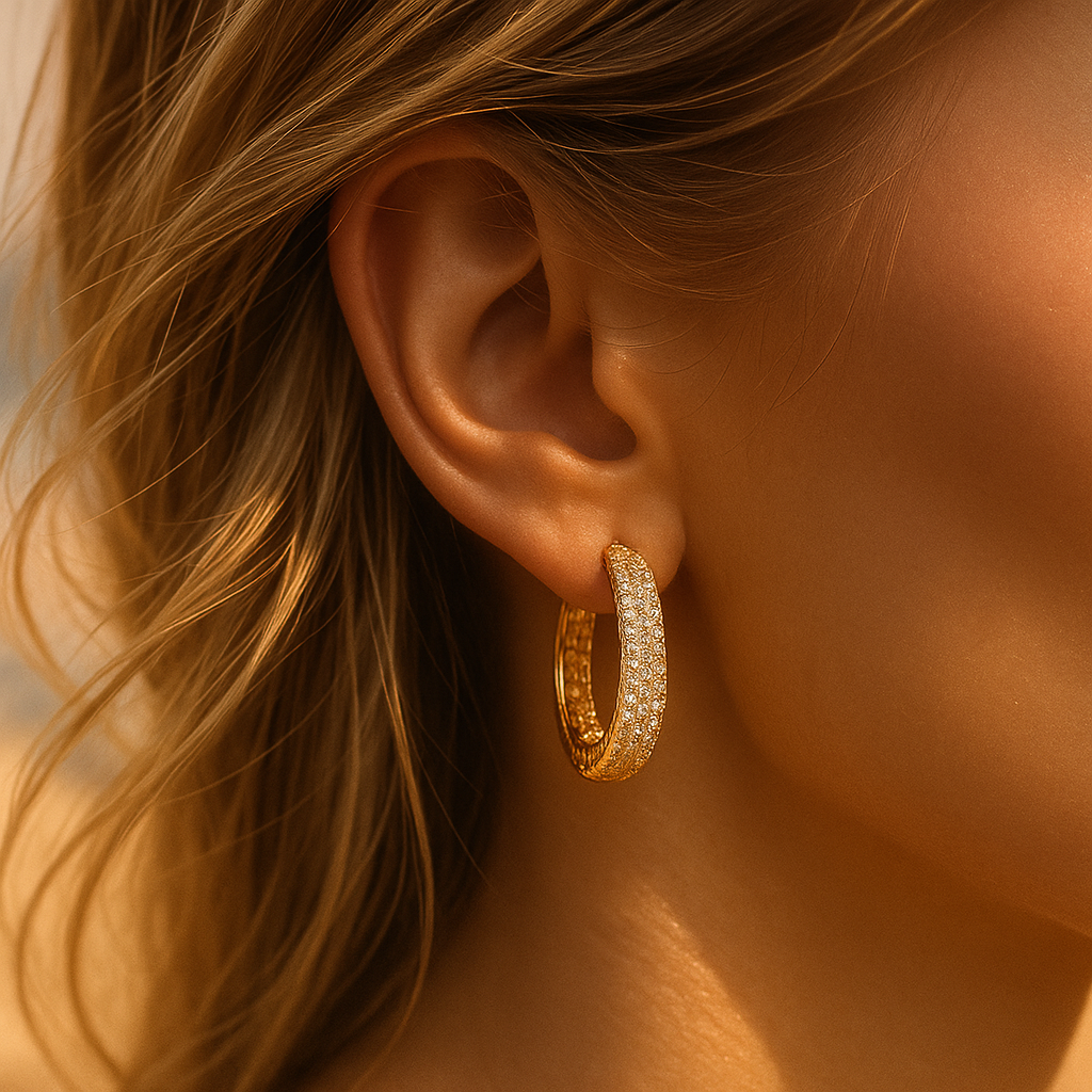 Aurora Pavé Huggie Hoops – Gold