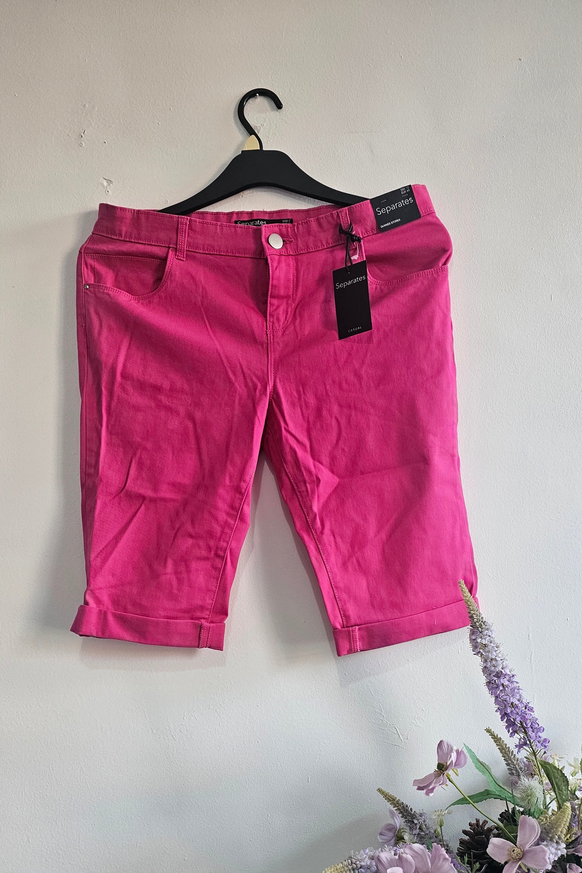 Bright Pink Casual Cotton Bermuda Shorts – Size 12 (EUR 40) – Separates by Dunnes Stores