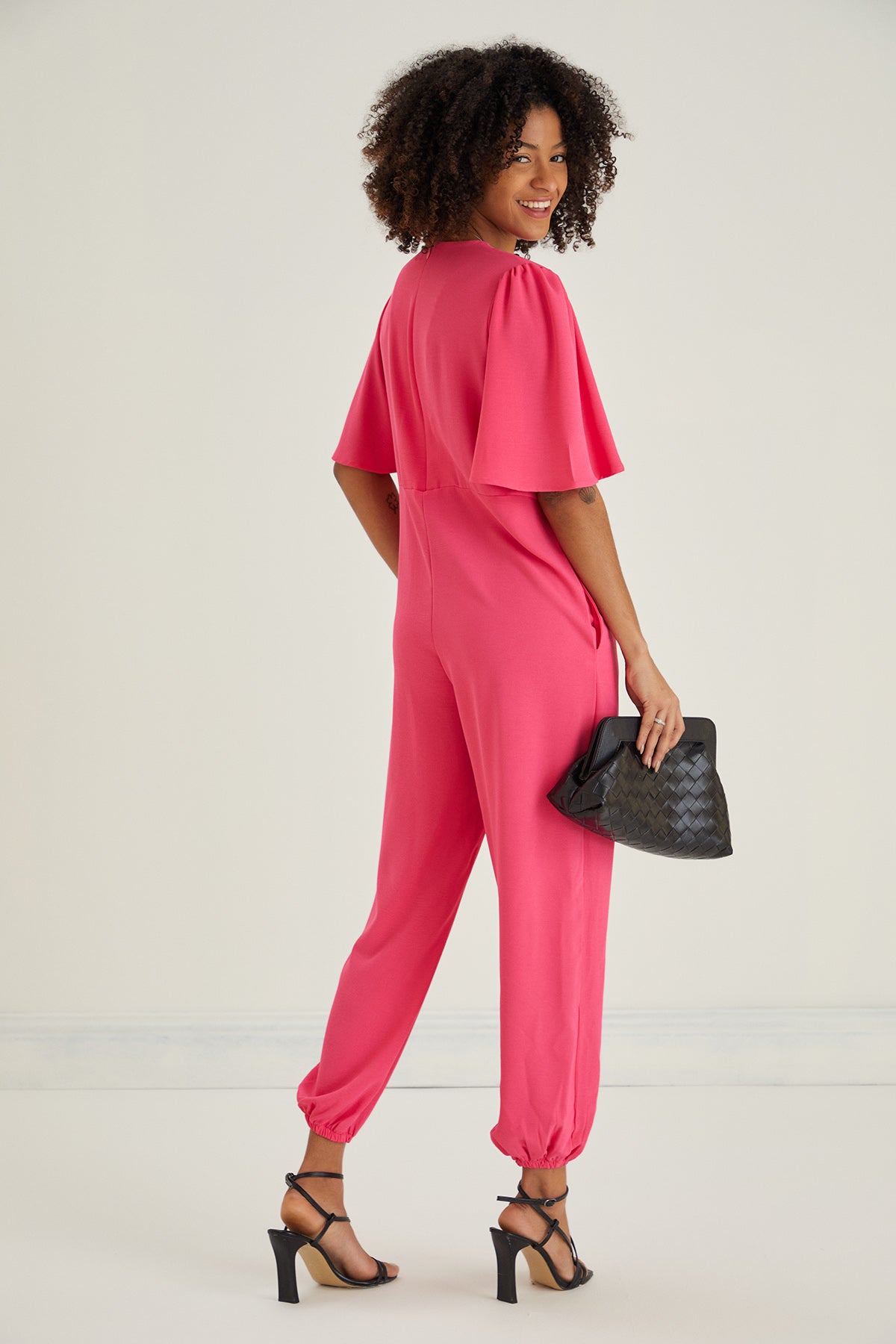 Jessica Angel Sleeve Wrap Jumpsuit in Pink