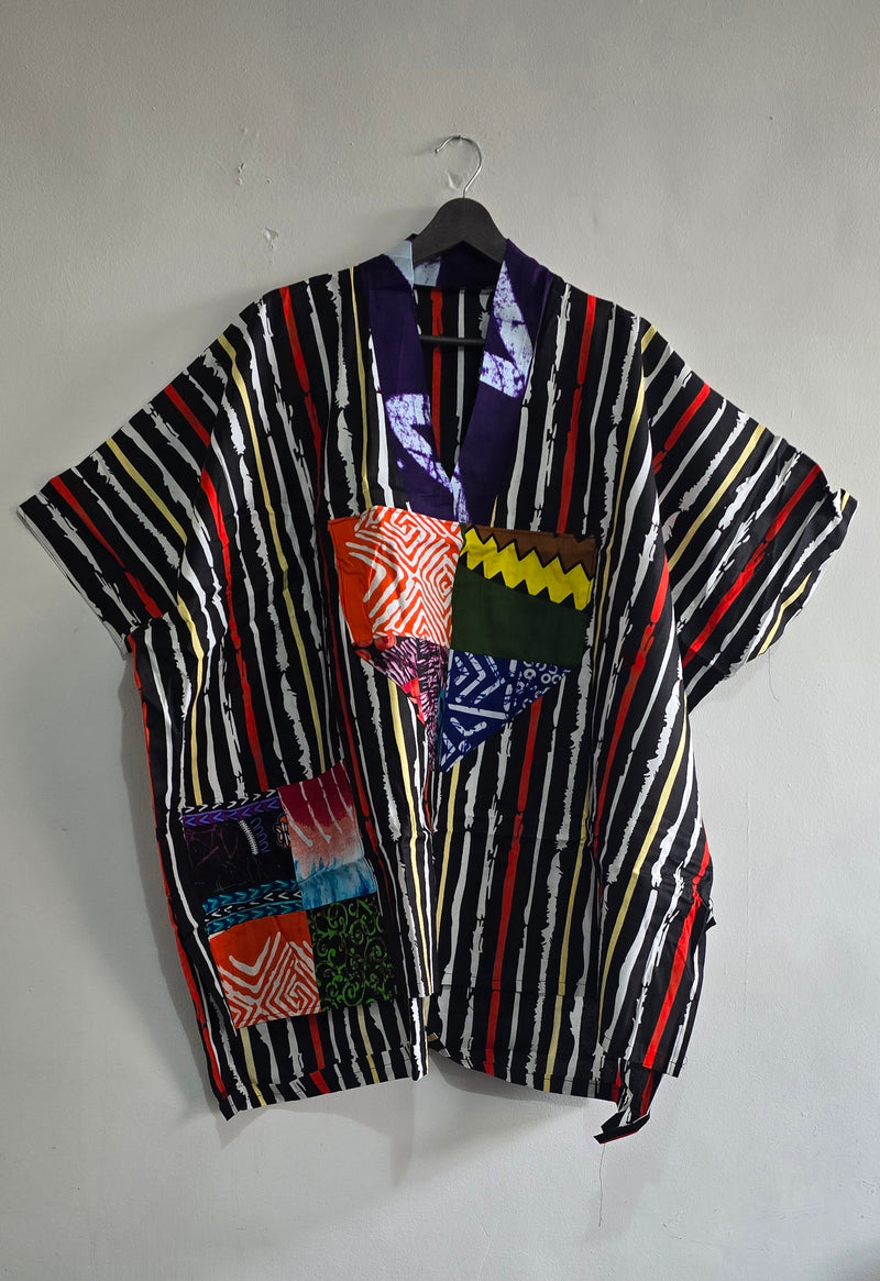 Patchwork Stripes Kaftan – Violet Collar