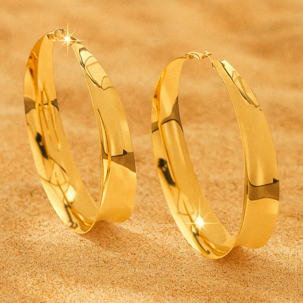 Liquid Wave Wide Hoop Earrings – Gold