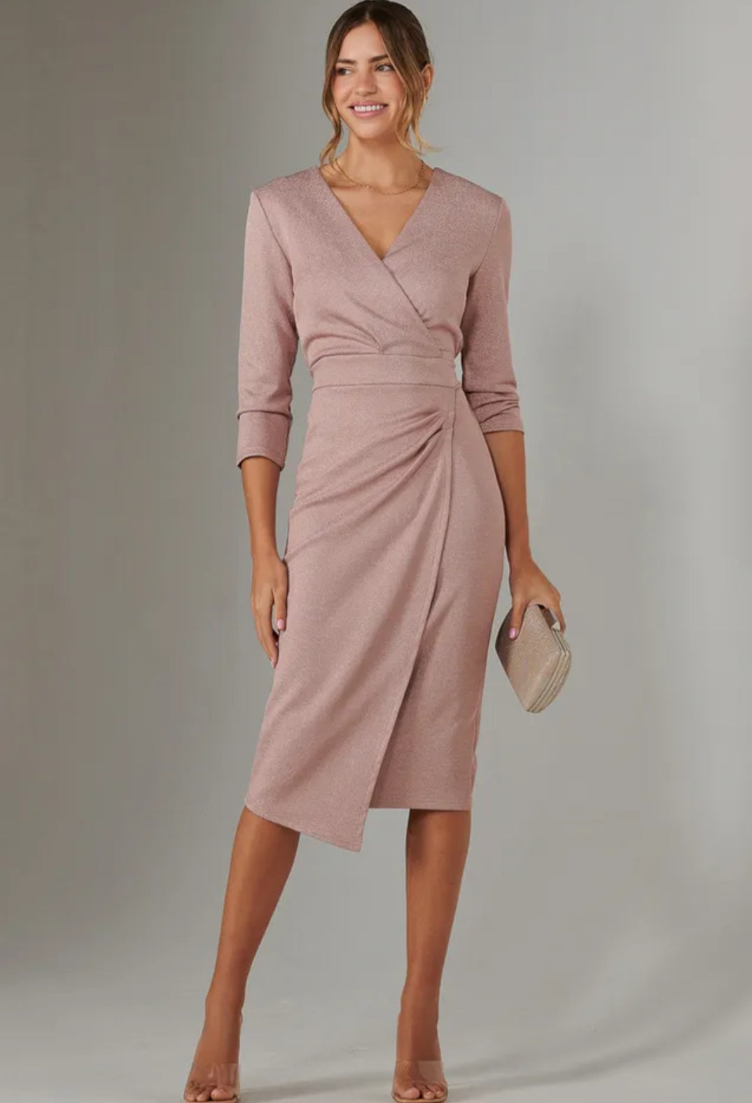 Jolie Moi
Metallic Wrap Bodycon
Dress | Size 16