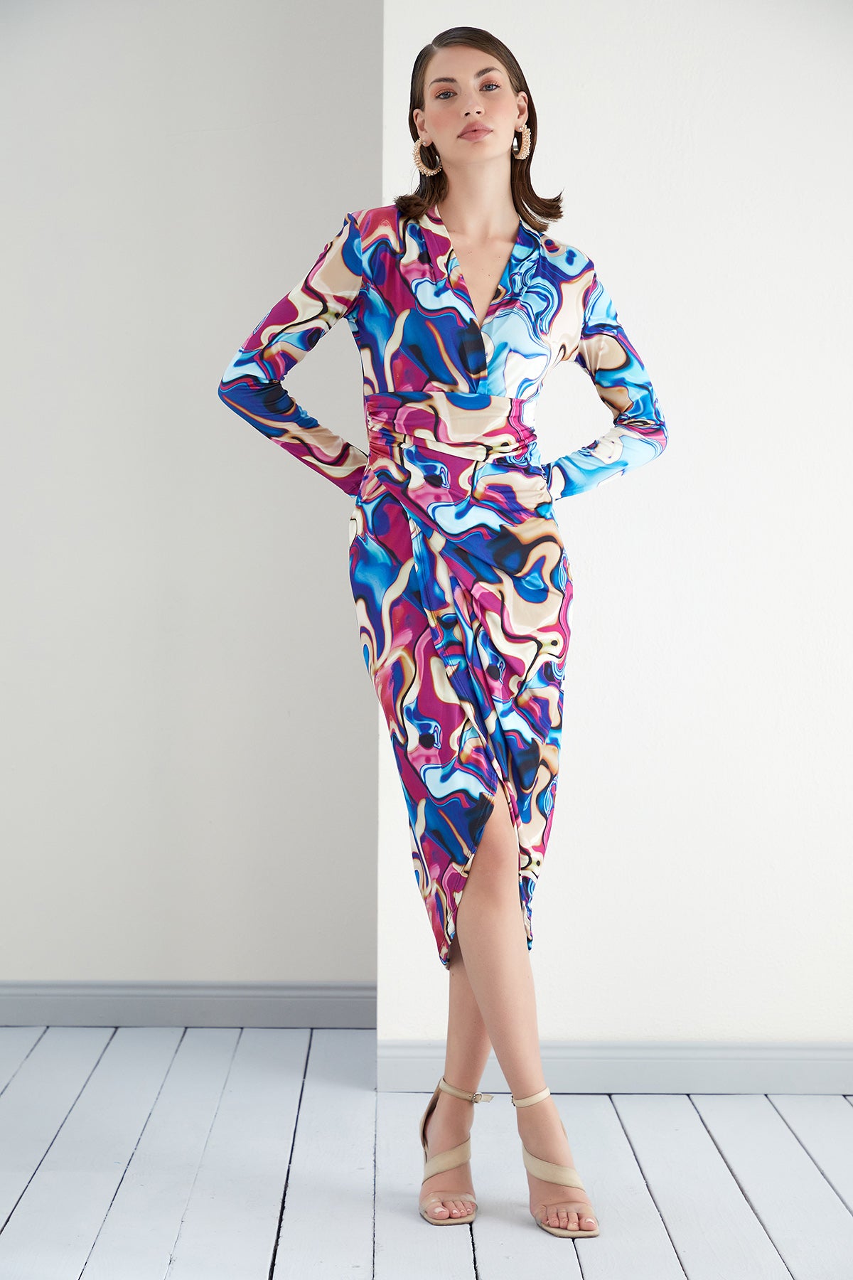 Forever Wrap Midi dress
with front Slit | Size 10