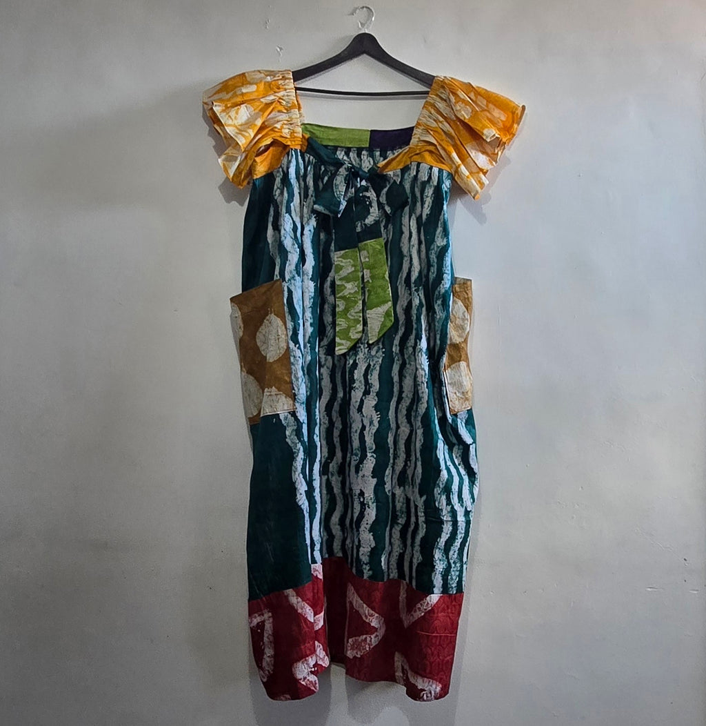 Forest Ruffle-Sleeve Maxi - Pockets