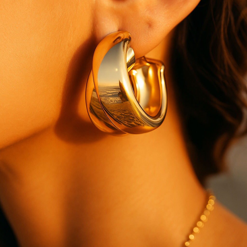 Ripple Chunky Hoop Earrings – Gold