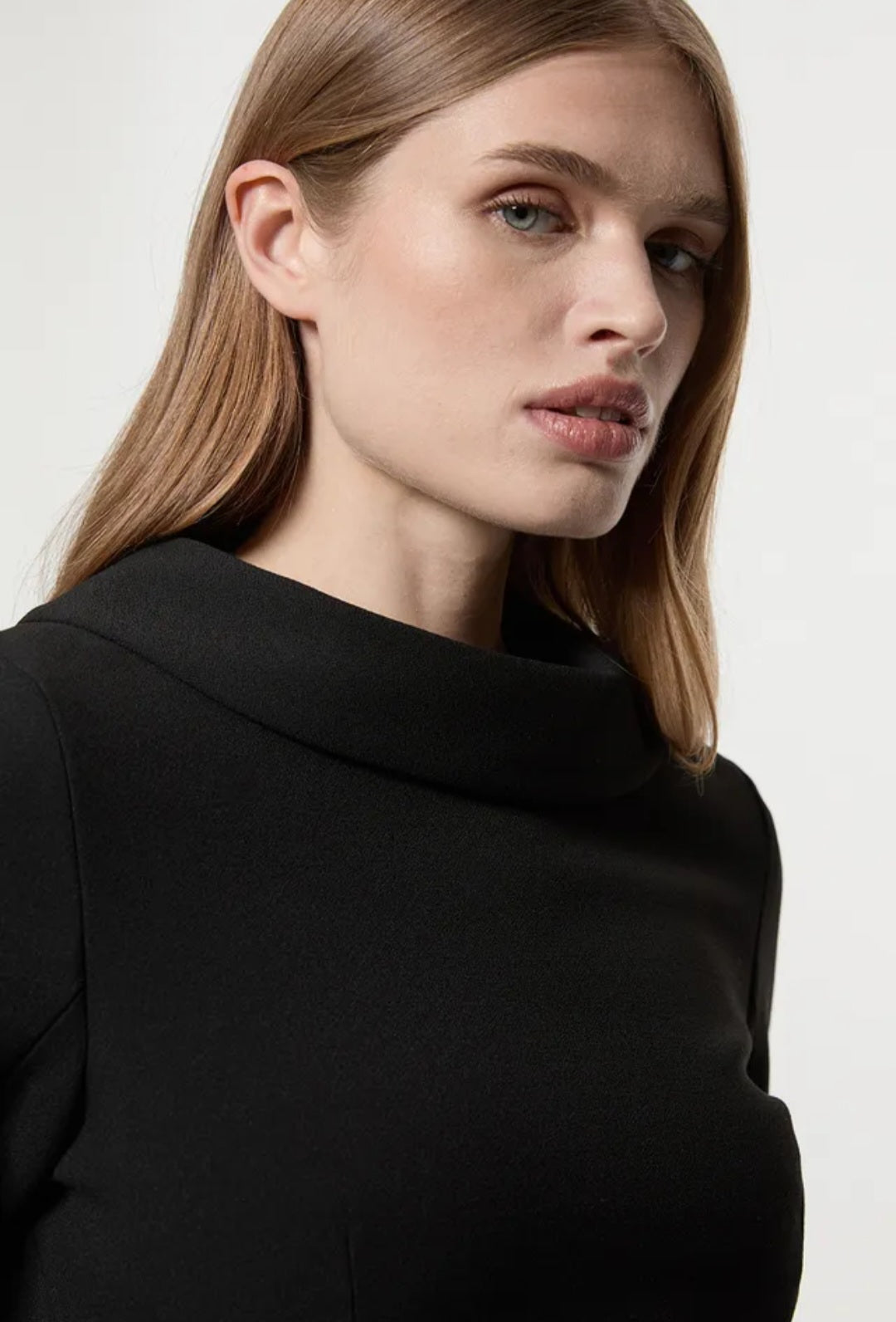 KarenMillen Tailored Structured Crepe Roll Neck Pencil Midi Dress | Size 14