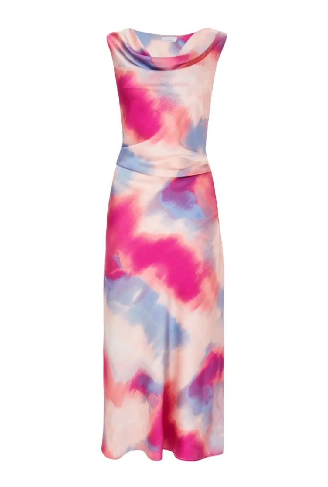 Quiz Pink Satin Tie Dye Midi Dress | Size 16