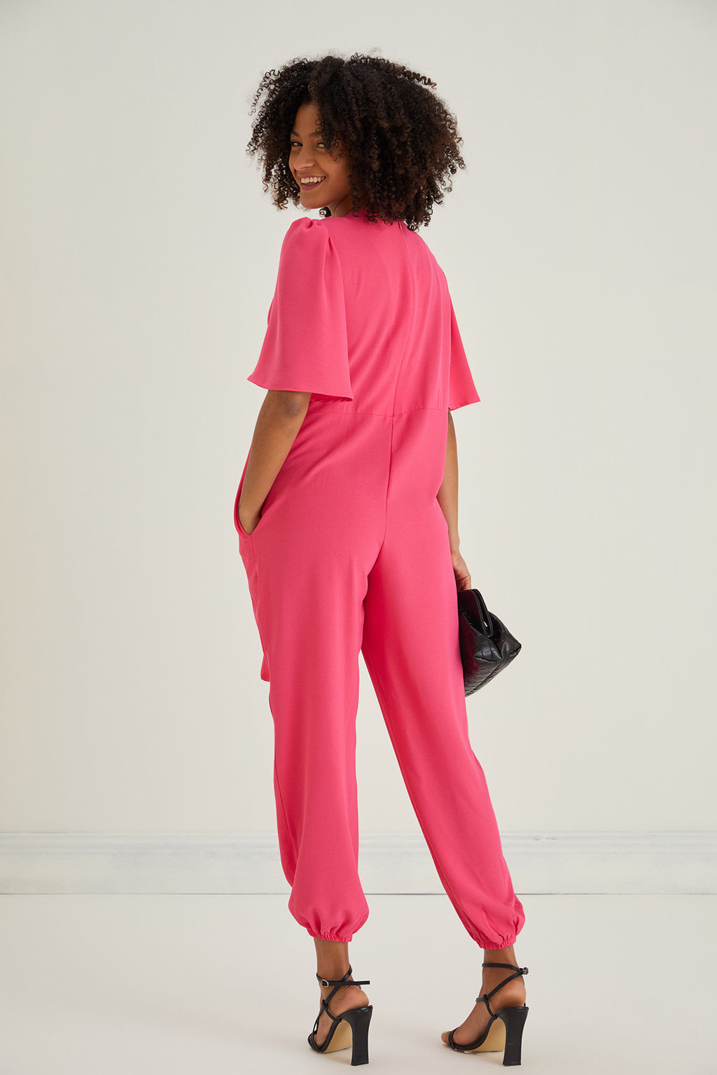 Jessica Angel Sleeve Wrap Jumpsuit in Pink