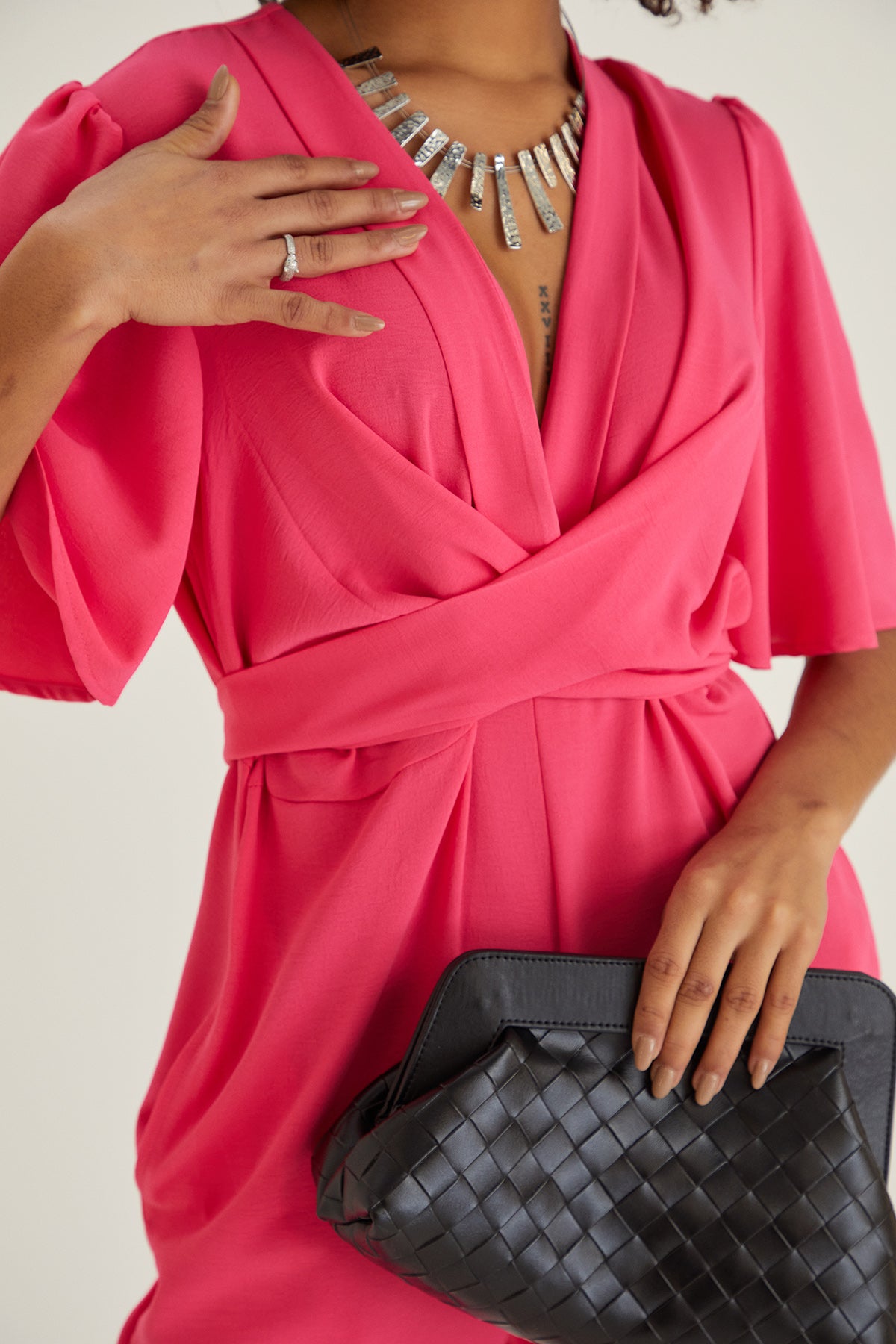 Jessica Angel Sleeve Wrap Jumpsuit in Pink