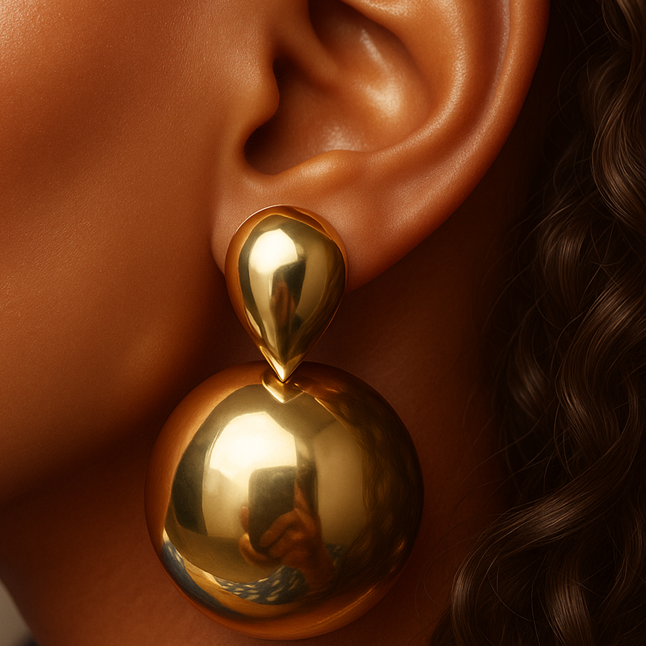 Molten Dome Drop Earrings – Gold