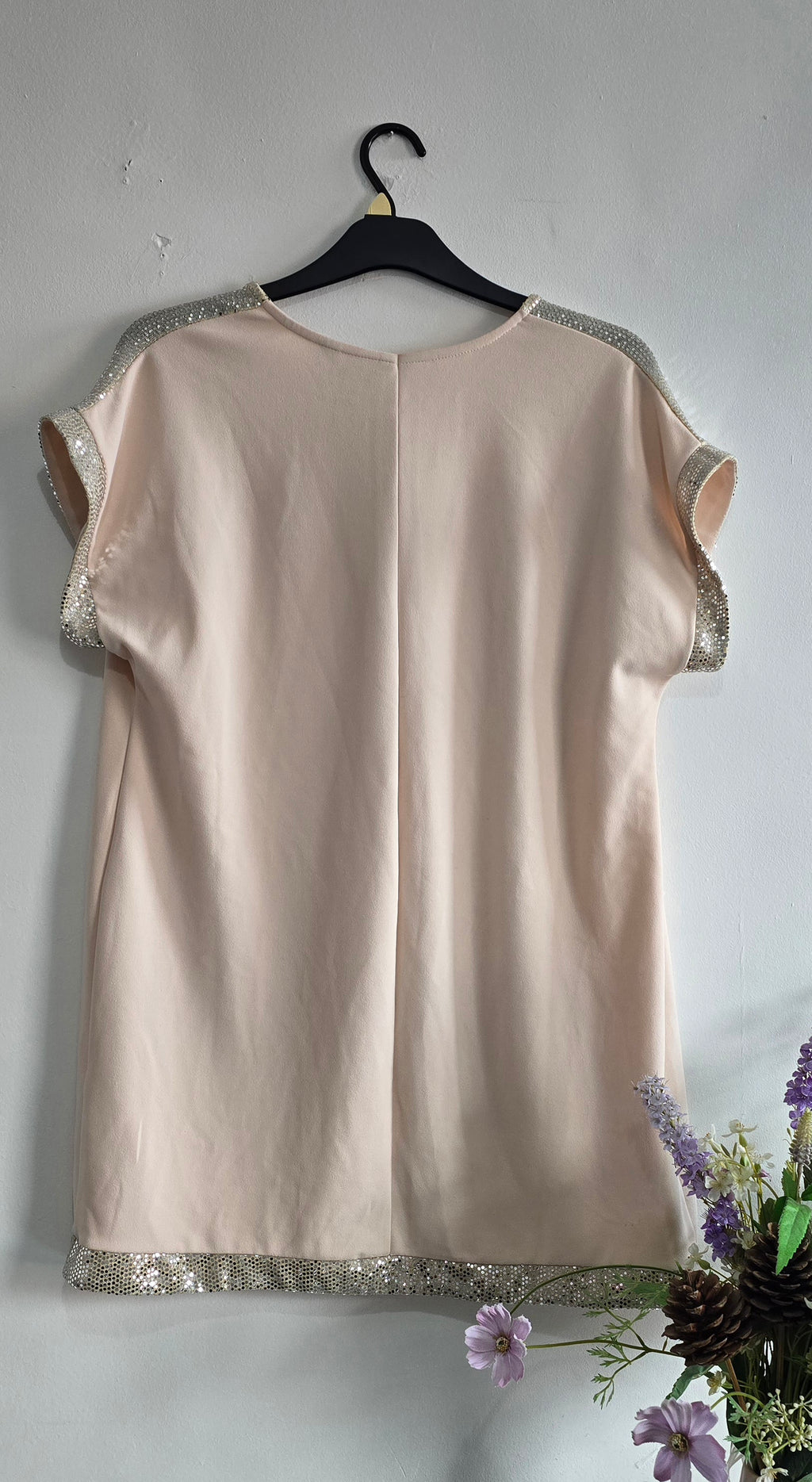 Dorothy Perkins Blush Pink Sequin Trim Dress – UK Size 18