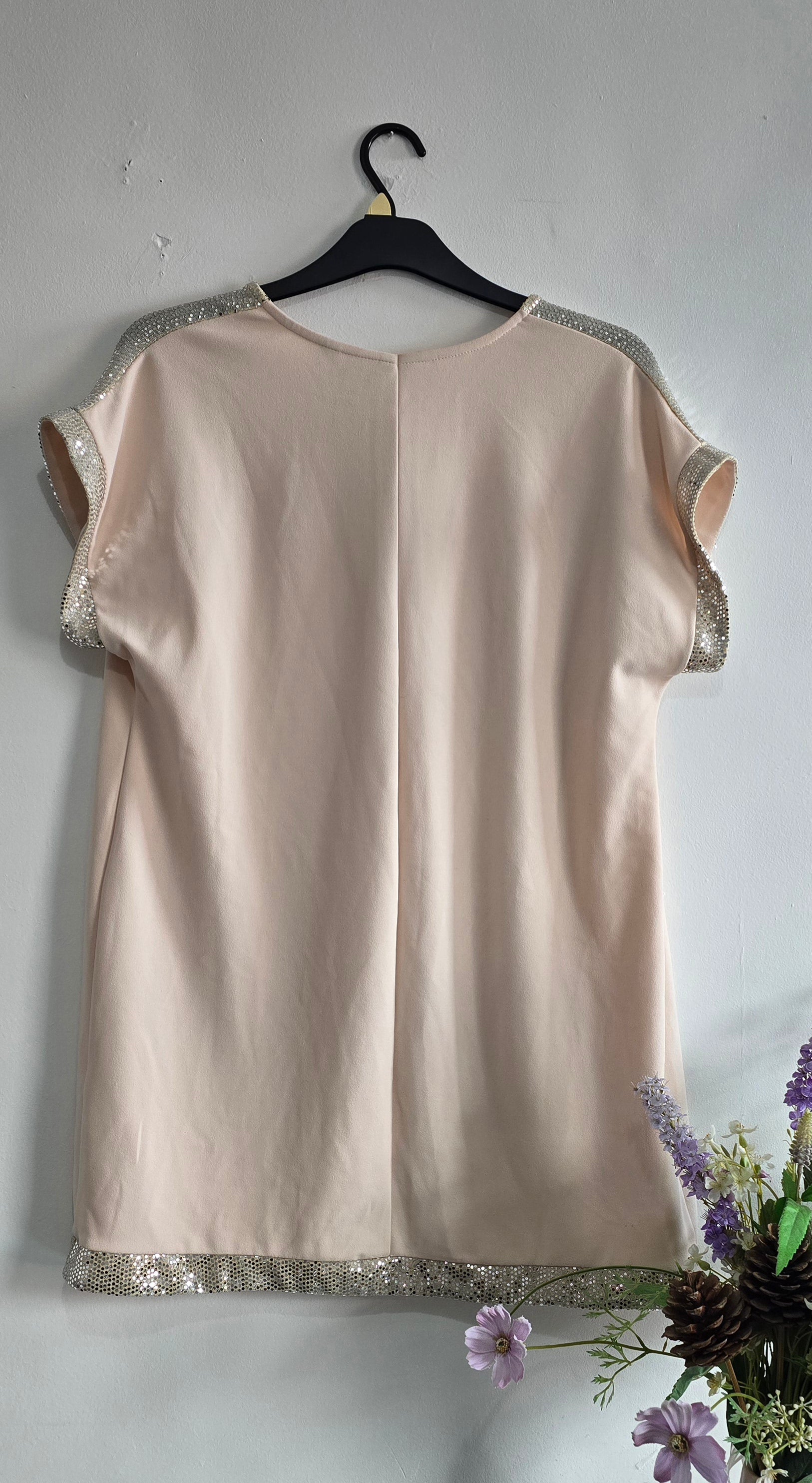 Dorothy Perkins Blush Pink Sequin Trim Dress – UK Size 18