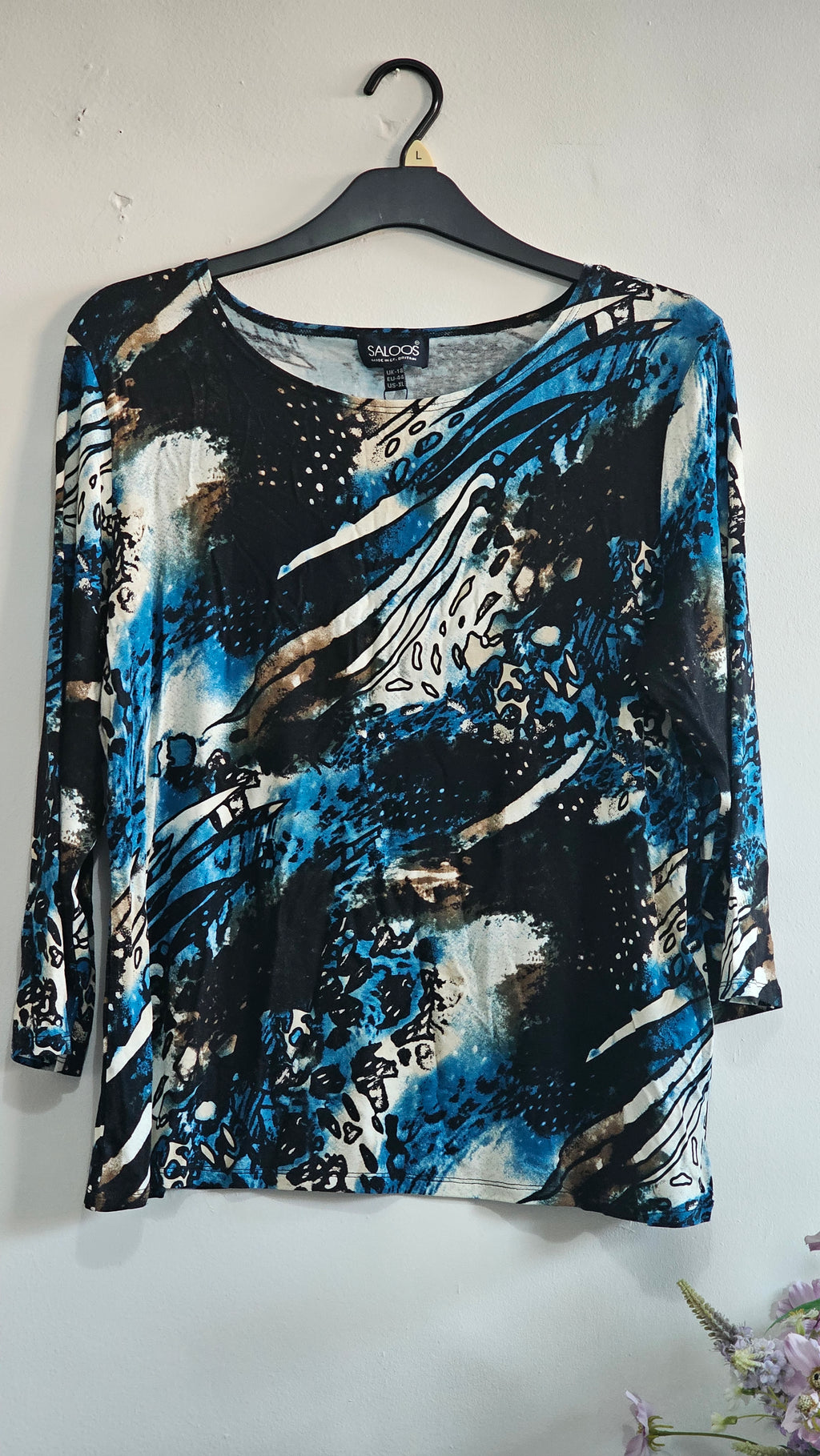 Saloos Women's Abstract Print Tunic Top – UK 18 / US XL – Made in Great Britain