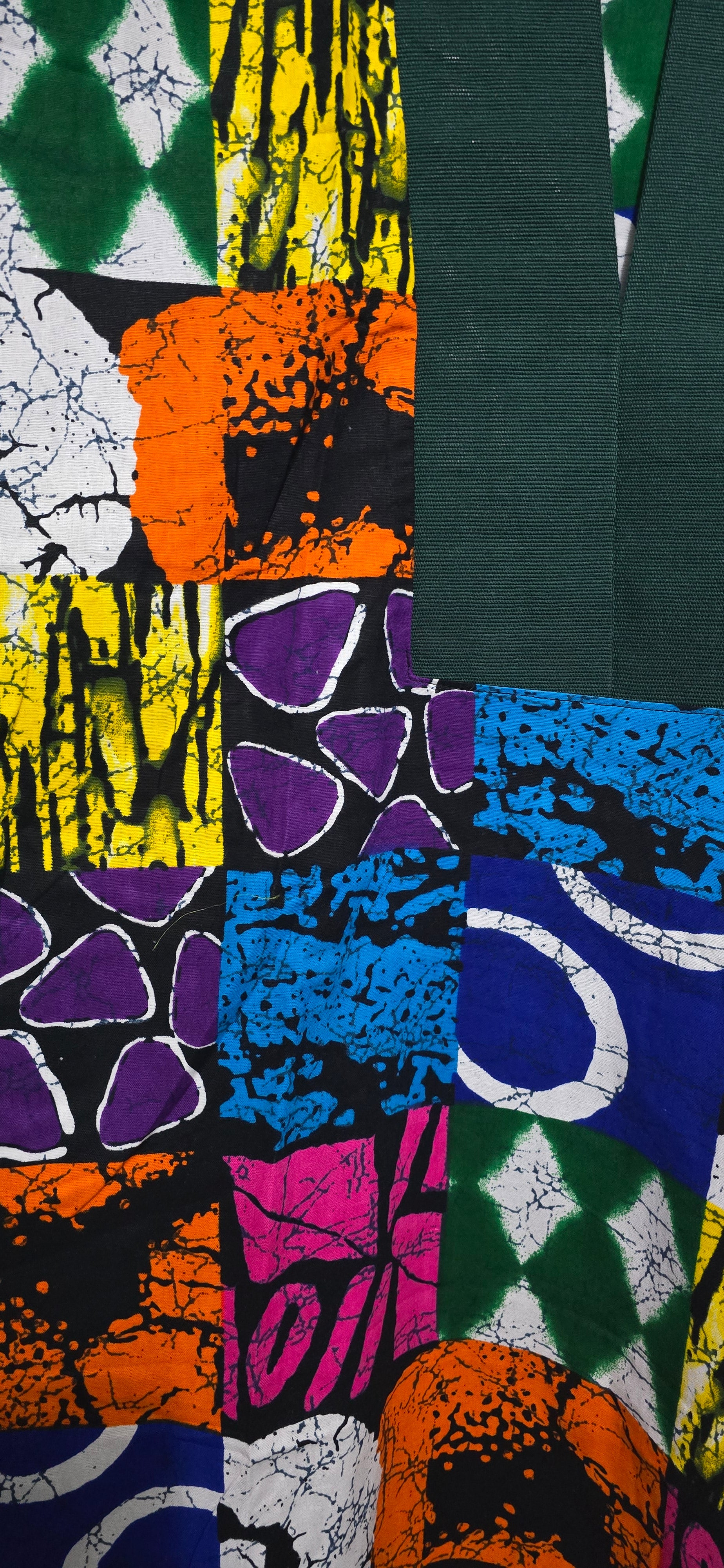 Kaleido Patch Kaftan - Deep Green Placket