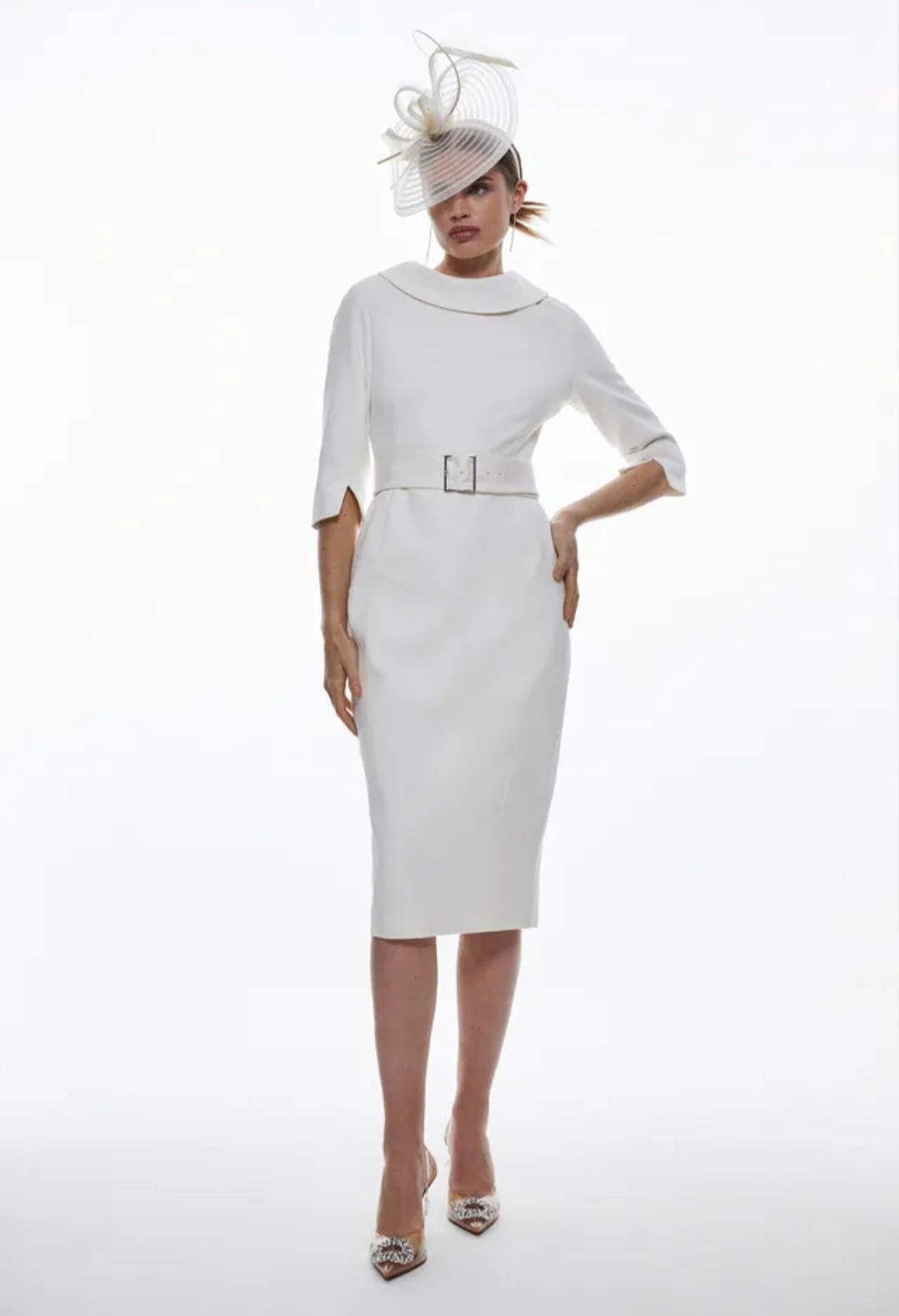 KarenMillen
Tailored Structured Crepe
Roll Neck Pencil Midi Dress | Size 16