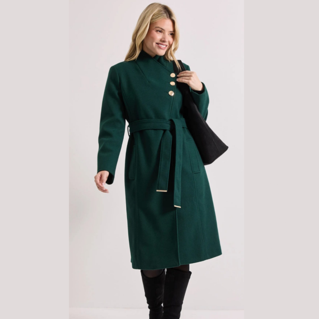 Dorothy Perkins Collar Wool-Blend Coat – Emerald