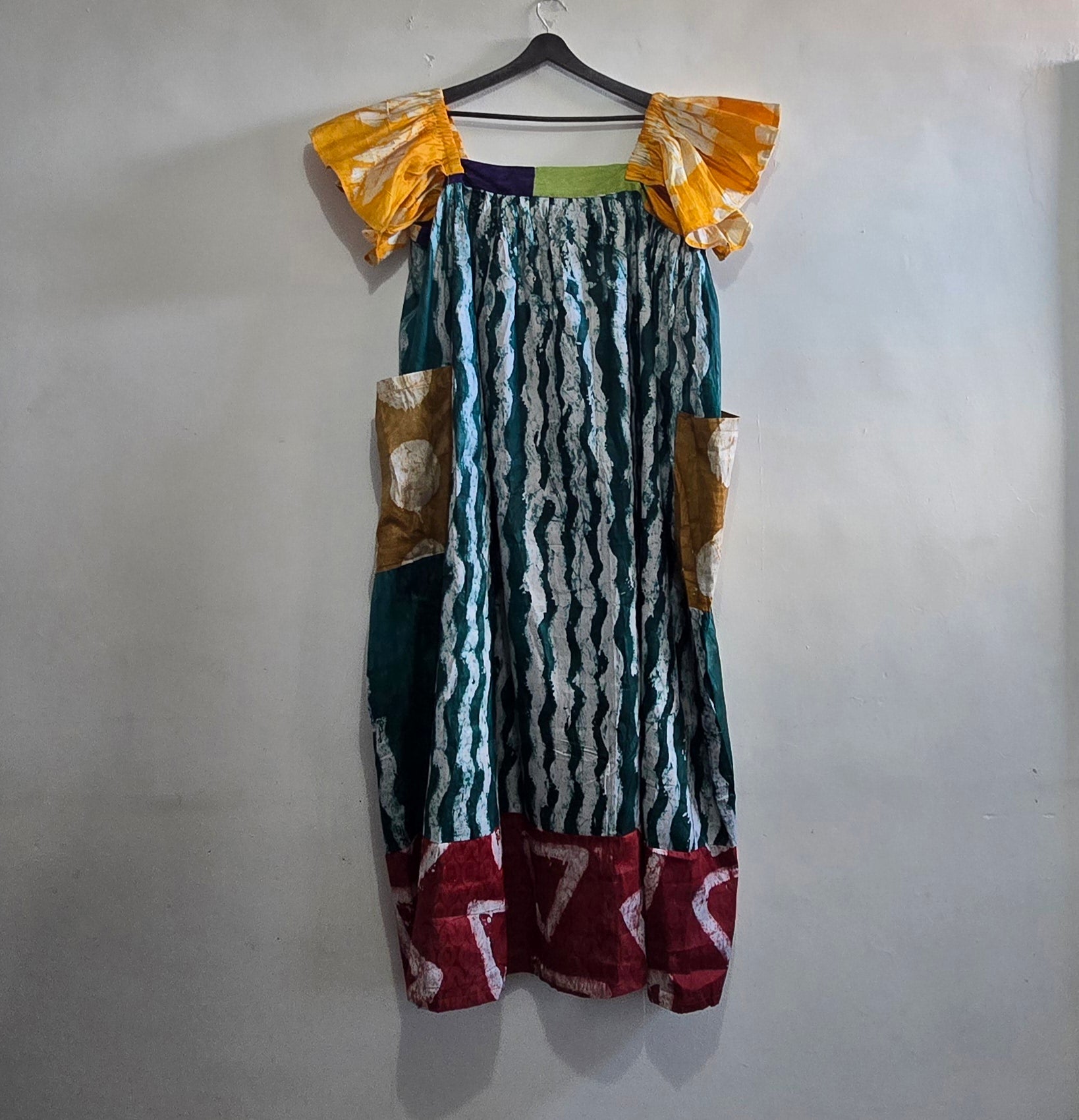 Forest Ruffle-Sleeve Maxi - Pockets